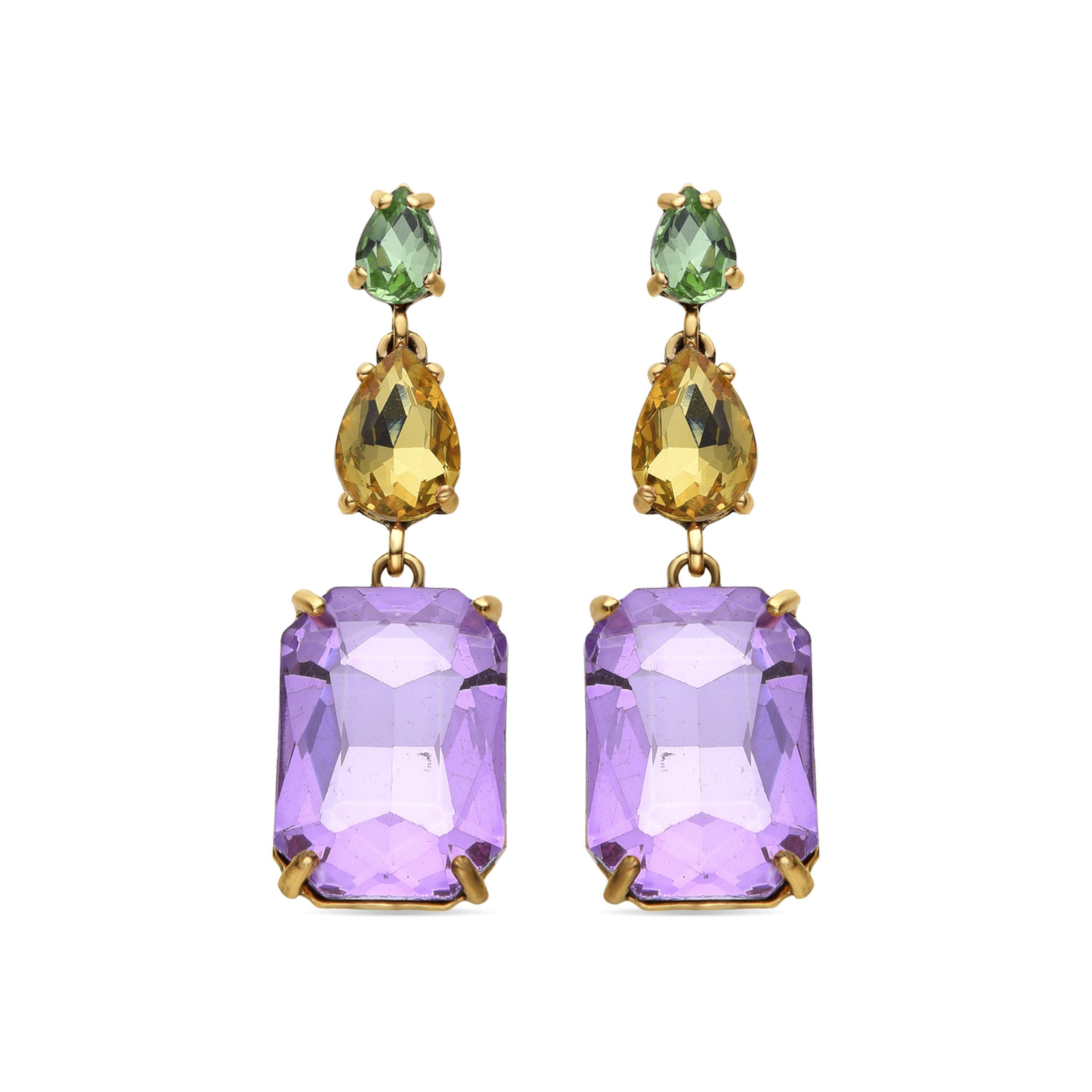 Thumbnail - Luxenter Purpurkristall-Ohrringe aus 18k Gelbgold - Phiaqua