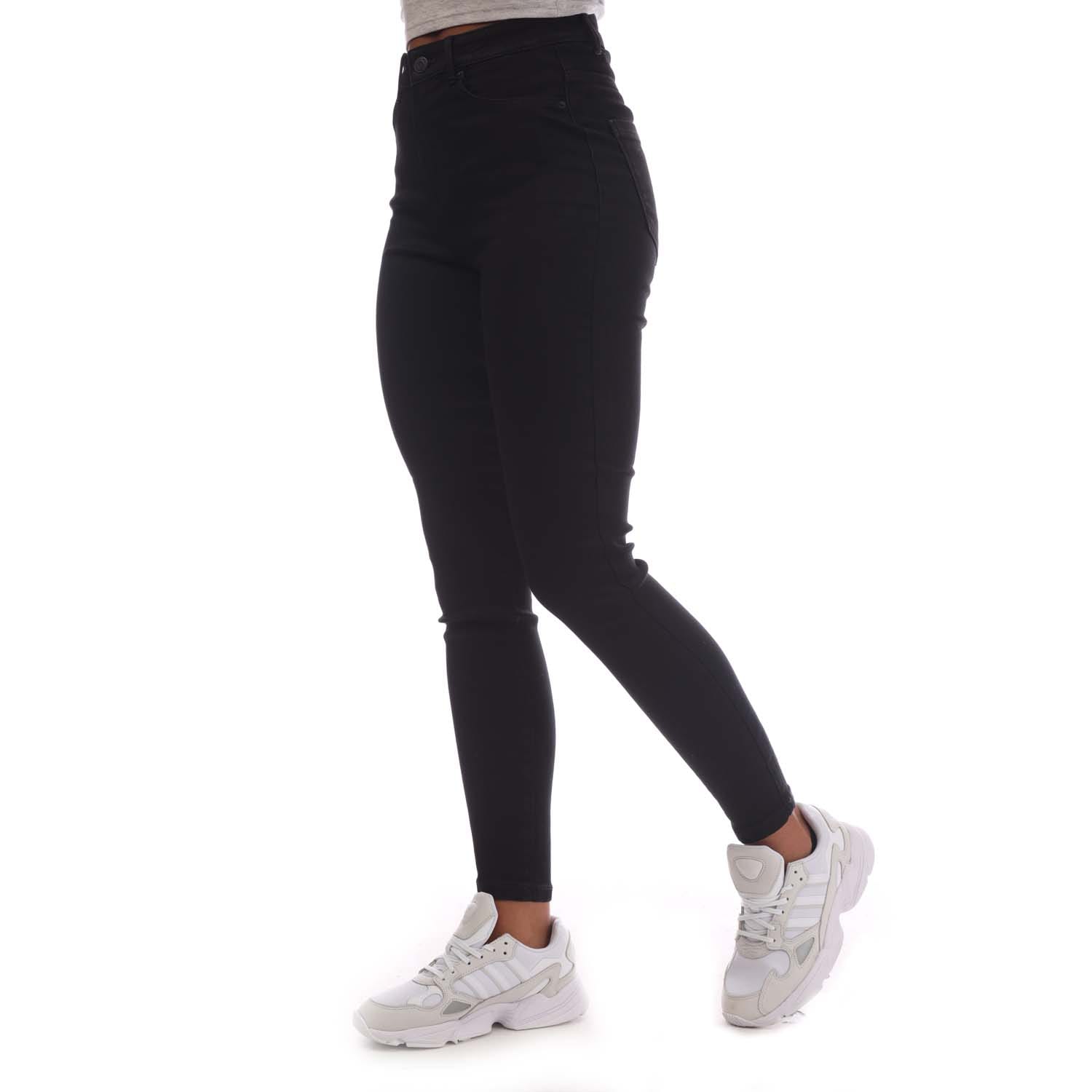 Vero Moda Womens Sophia High Waist Skinny Fit Jeans in Black - Size 12 Regular