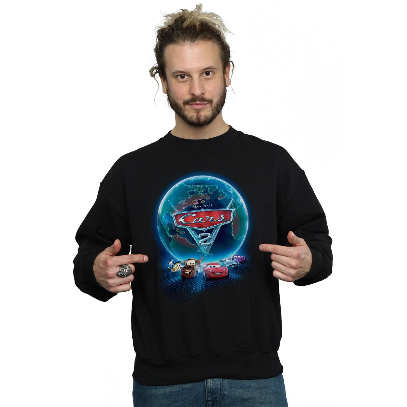Disney Mens Cars Globe Movie Poster Sweatshirt (Black) herr – bild 2