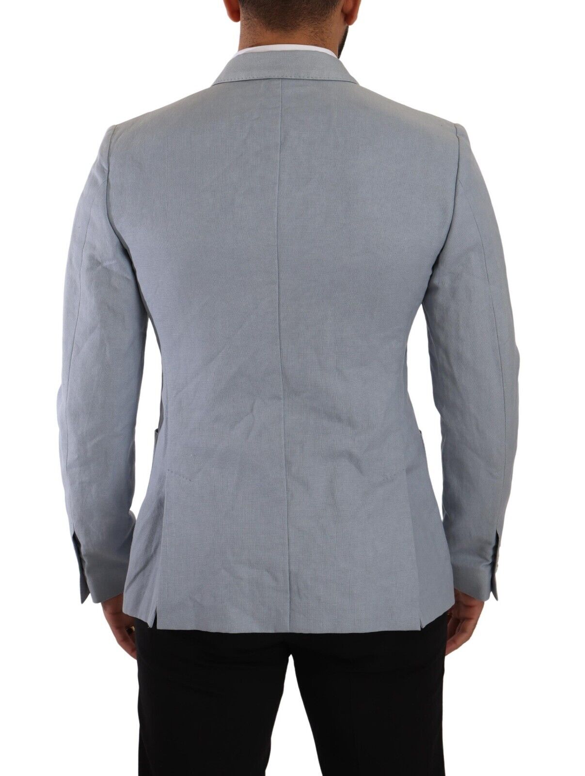 Dolce&Gabbana Herr Blå Bomull Linne Slim Fit Jacka Kappa Blazer – bild 2