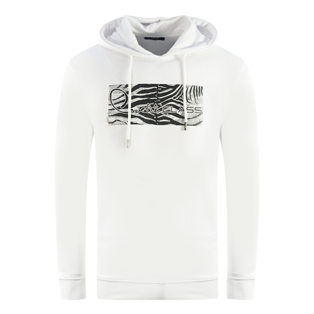 Thumbnail - Cavalli Class Zebra-Print-Logo Weißer Hoodie