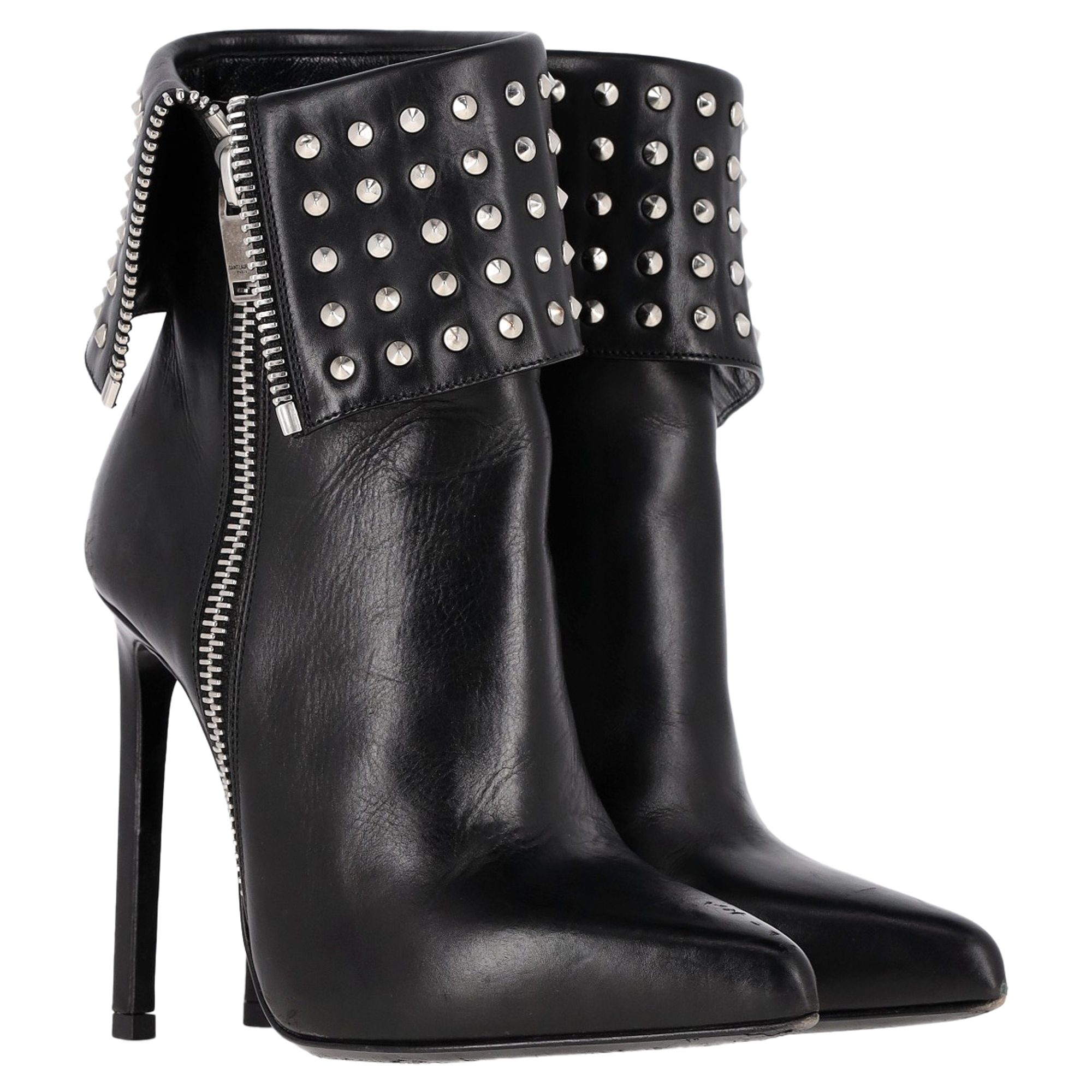 Saint Laurent Pre-owned Saint Laurent Paris Vikbar Nitar Stövletter i Svart Läder dam – bild 2