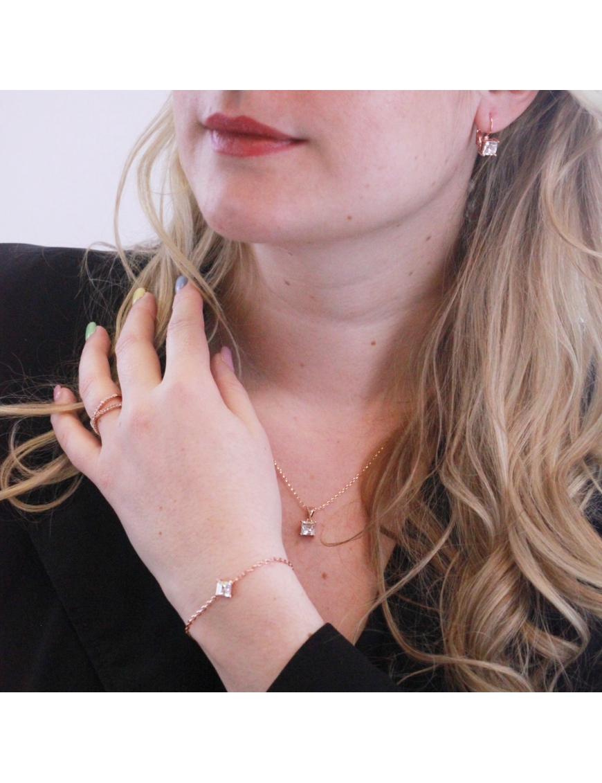 MYC Paris Enkel fyrkant : Roséguld och kristall halsband dam – bild 2