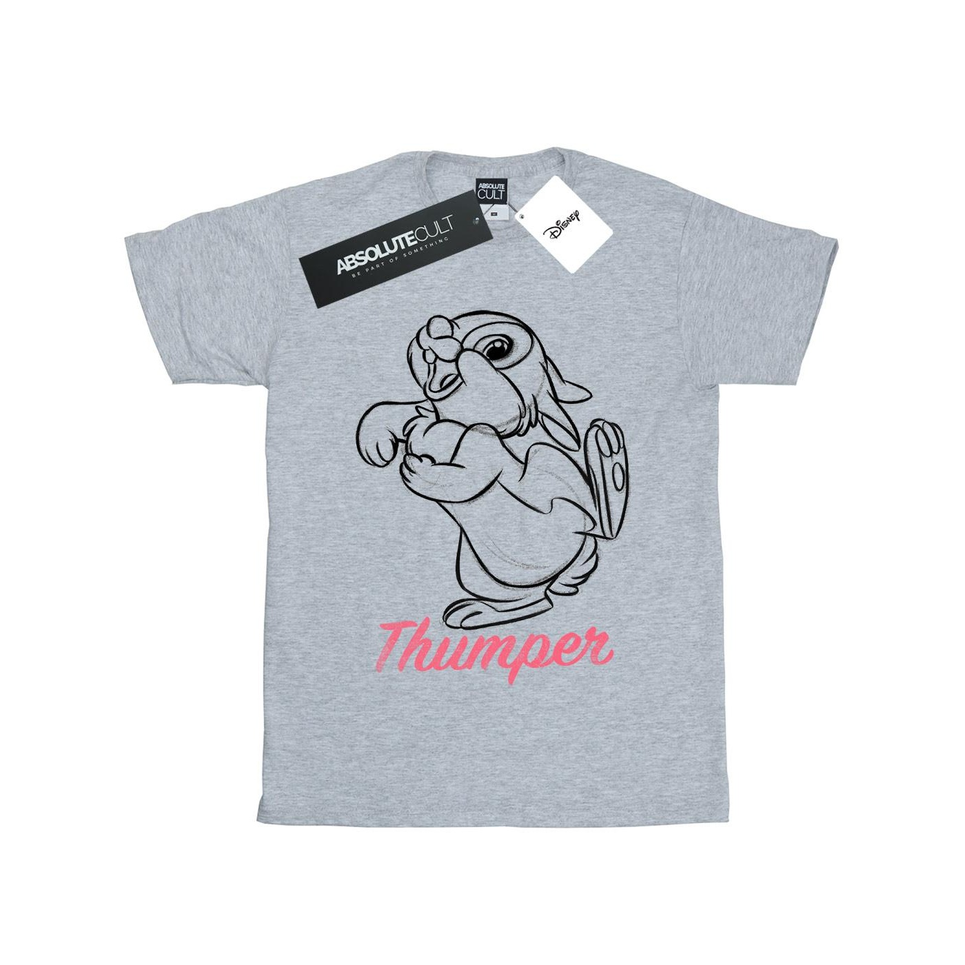 Thumbnail - Disney - "Bambi Thumper Line Drawing" T-Shirt für Mädchen (Grau)