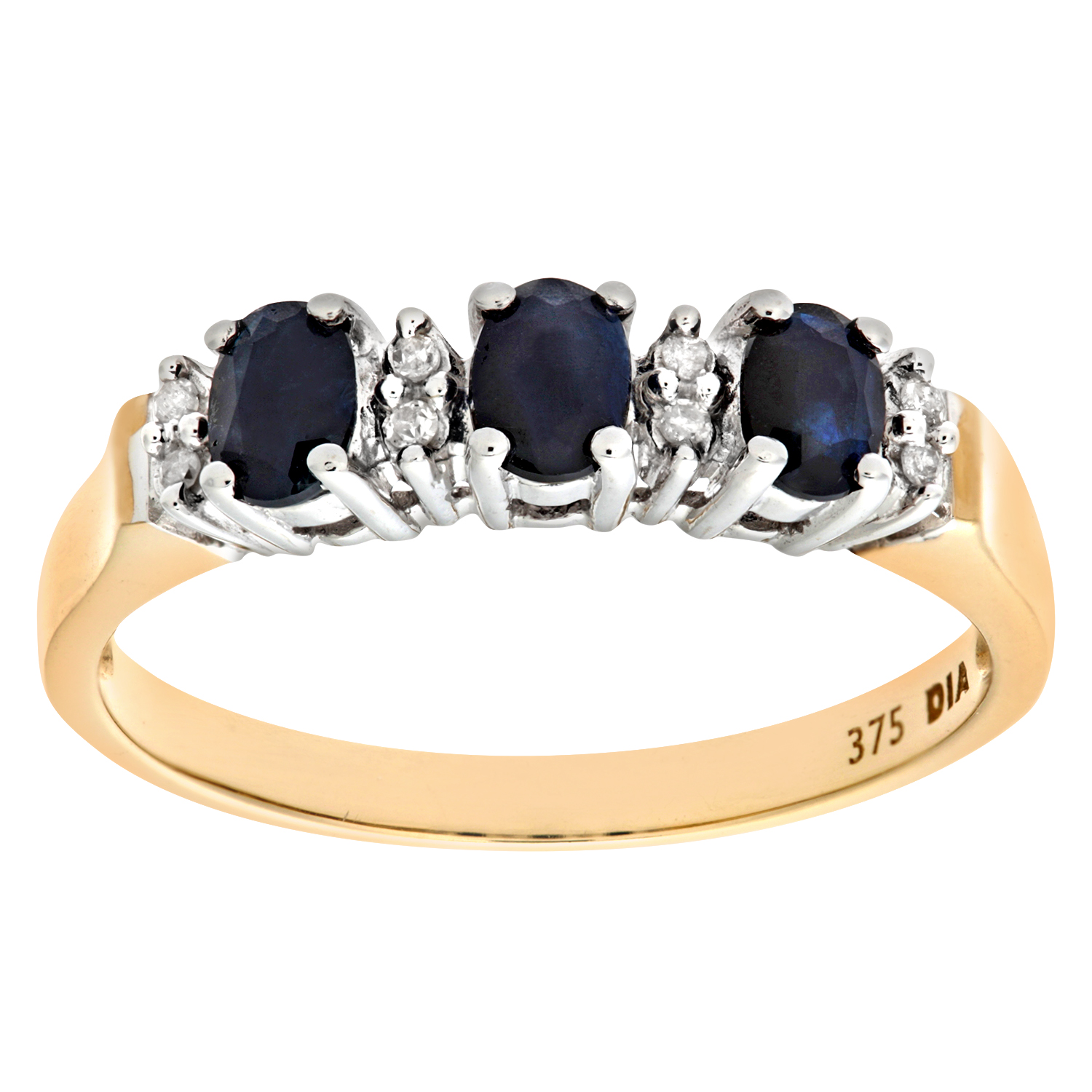 Diamant L’Eternel Womens 9ct Yellow Gold Diamond and Sapphire Eternity Ladies Ring – Size N