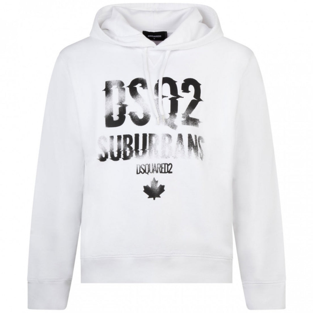 Thumbnail - Dsquared2 Faded Suburbans Logo Weißer Kapuzenpullover