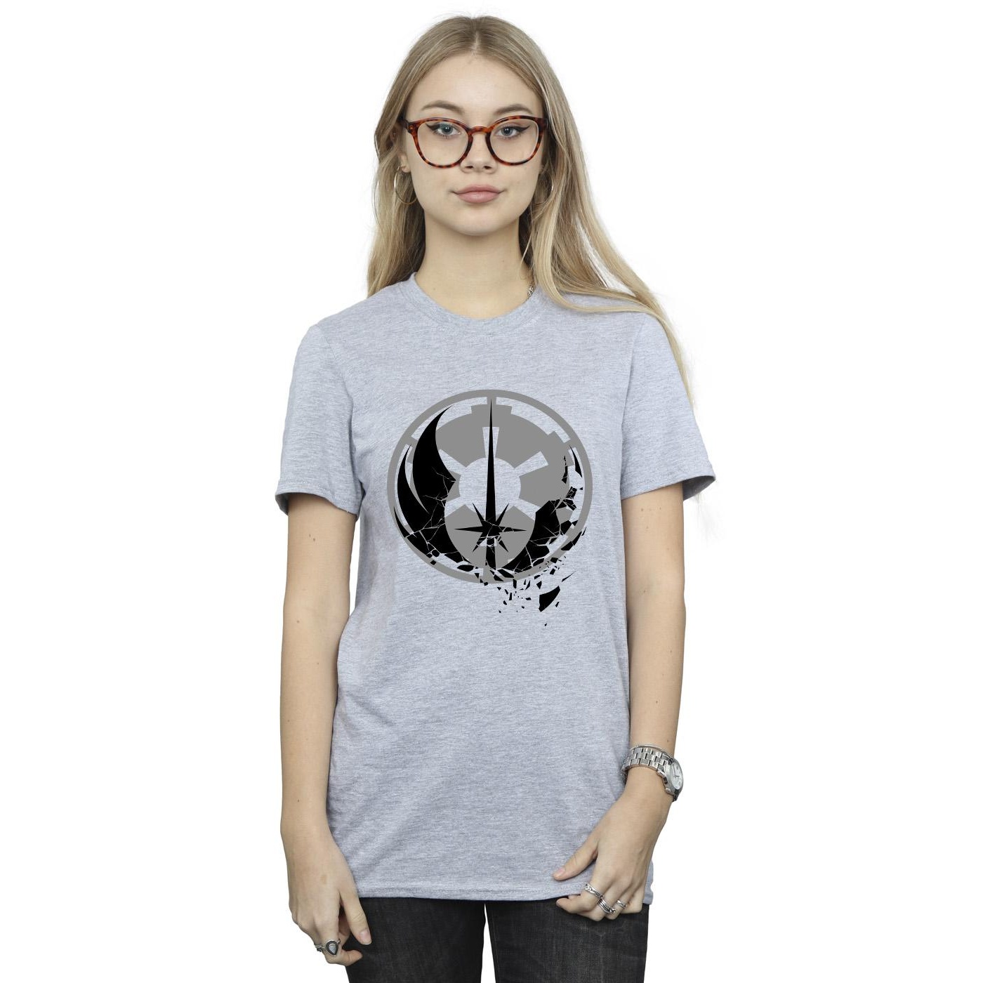 Star Wars Womens/Ladies Obi-Wan Kenobi Fractured Logos Cotton Boyfriend T-Shirt (Sports Grey) dam – bild 2