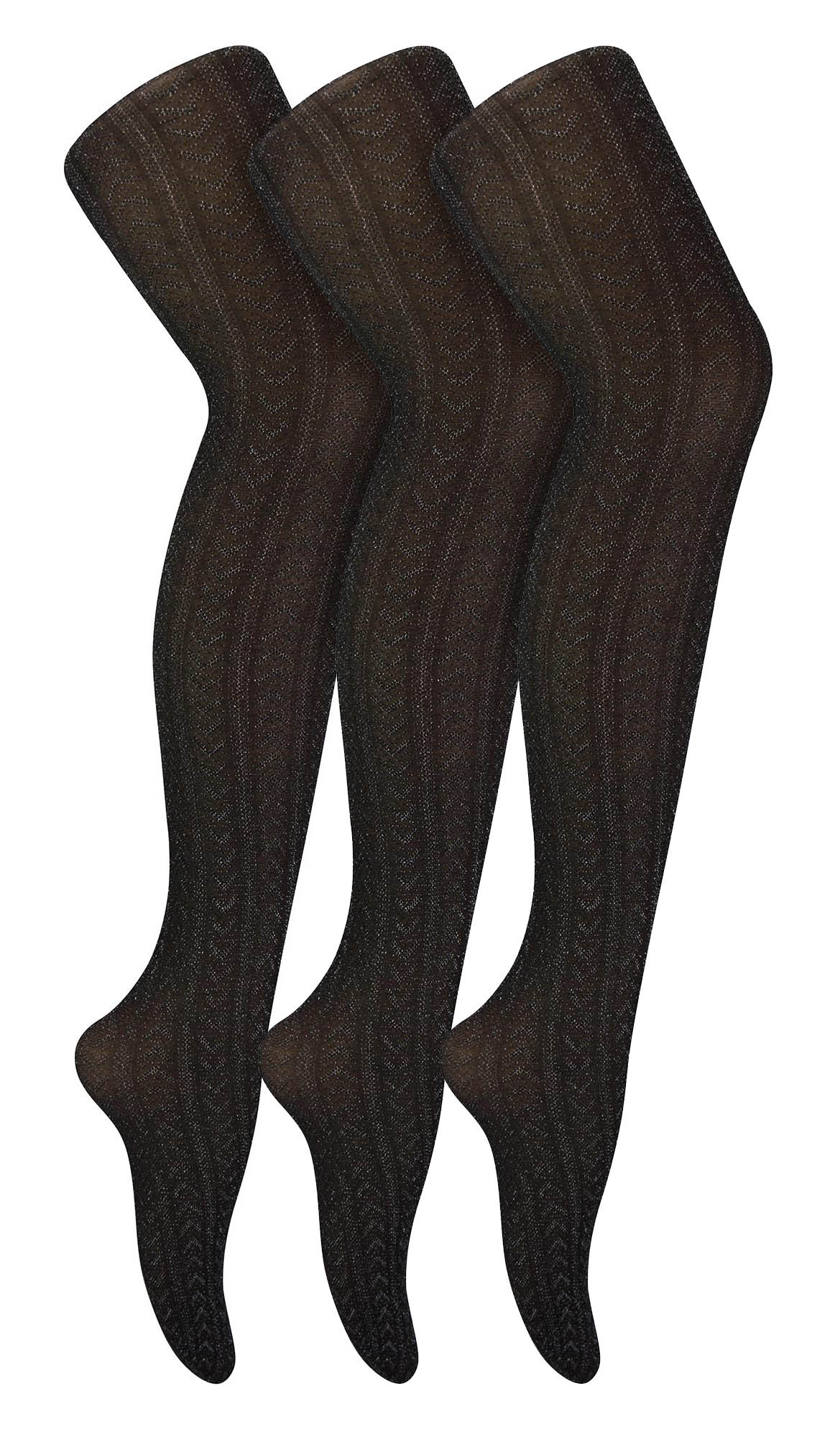 Thumbnail - 3 Paar Damen Glitzerstrumpfhosen | Sock Snob | Hübsche Glitzerstrumpfhosen in Gold oder Silber | Glänzende Strümpfe mit ...