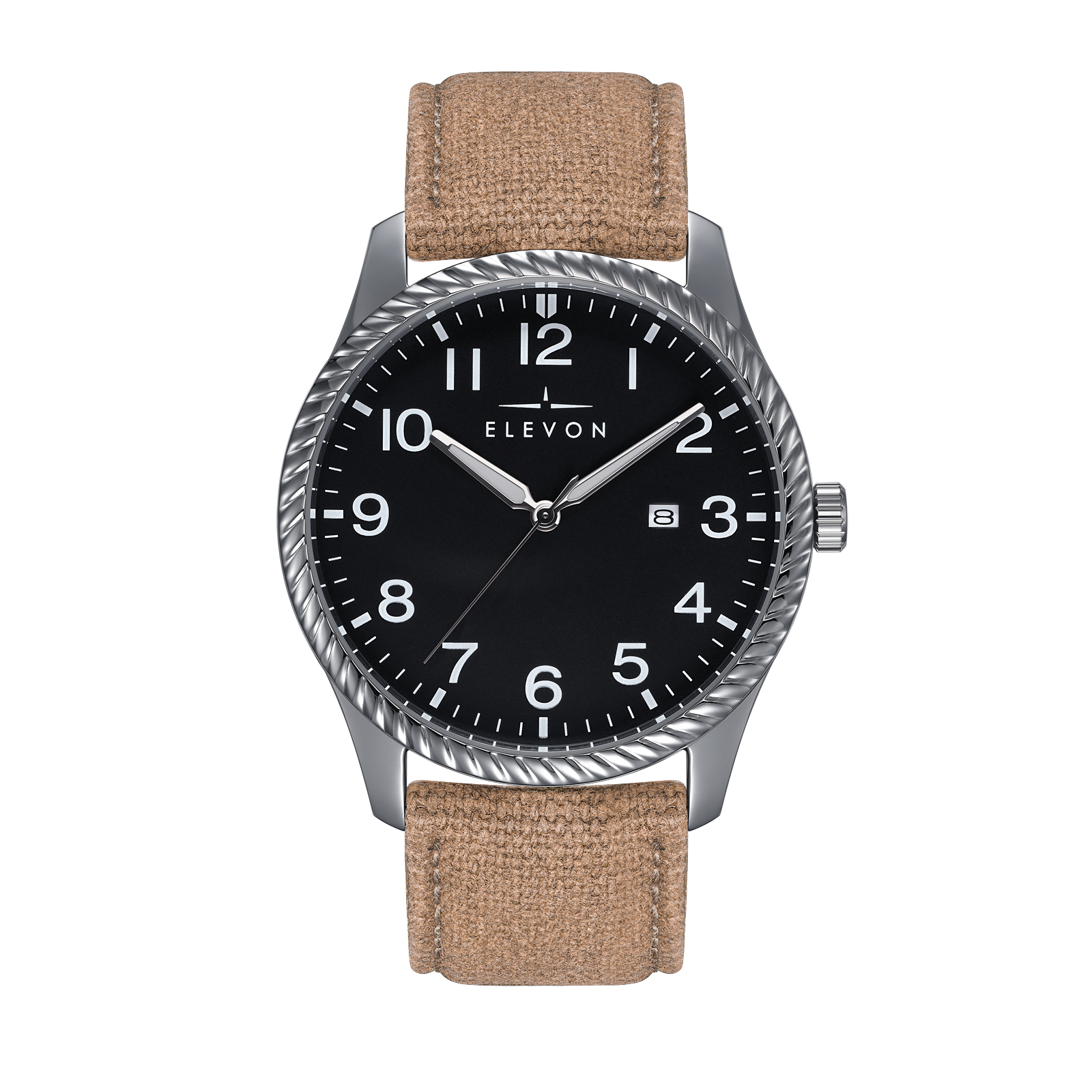 Thumbnail - Montre Elevon Crosswind avec bracelet en cuir recouvert de toile et date
