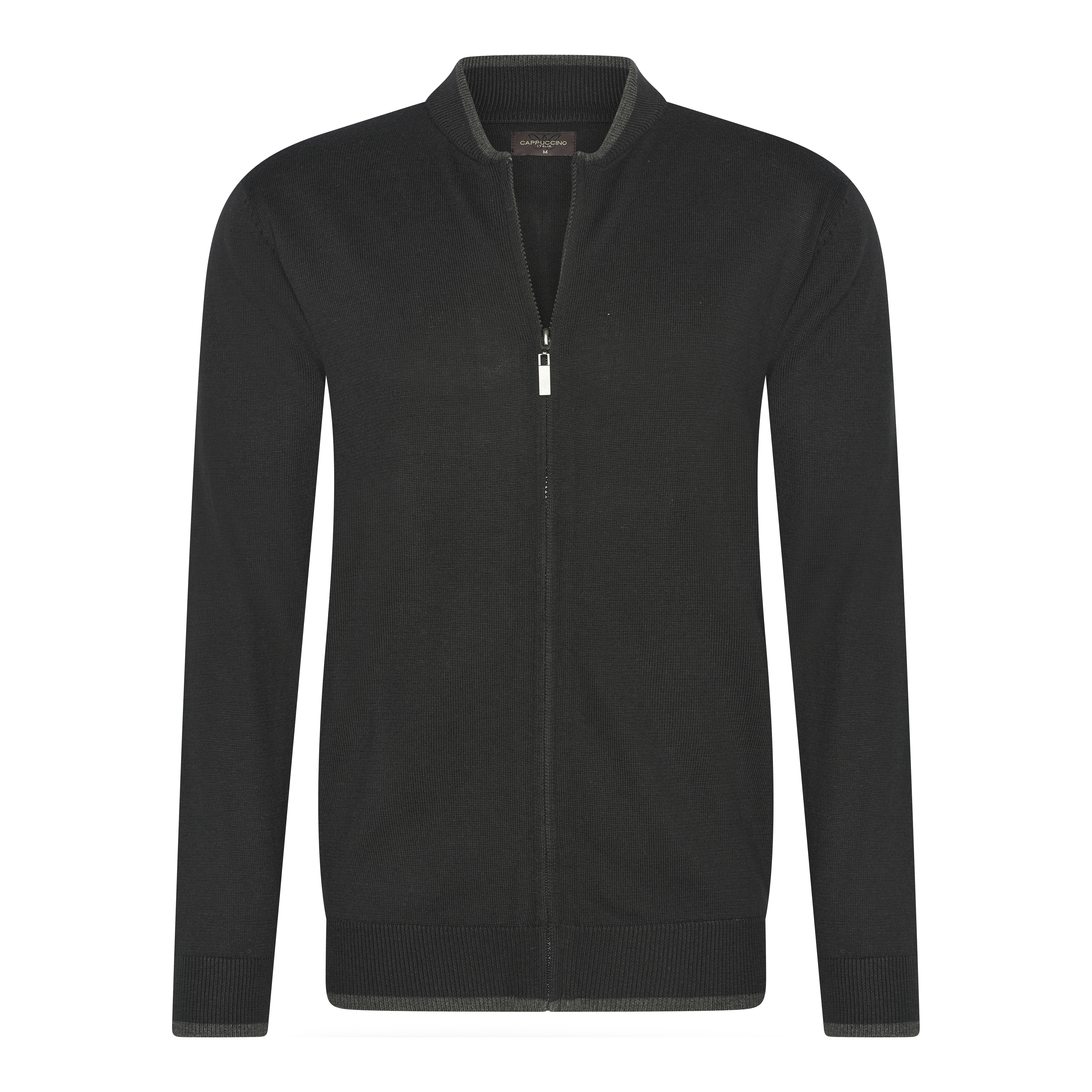 Thumbnail - Cappuccino Italia Full Zip Strickjacke für Herren. Die Full Zip Strickjacke besteht zu 100 % aus Baumwolle und Acryl und...
