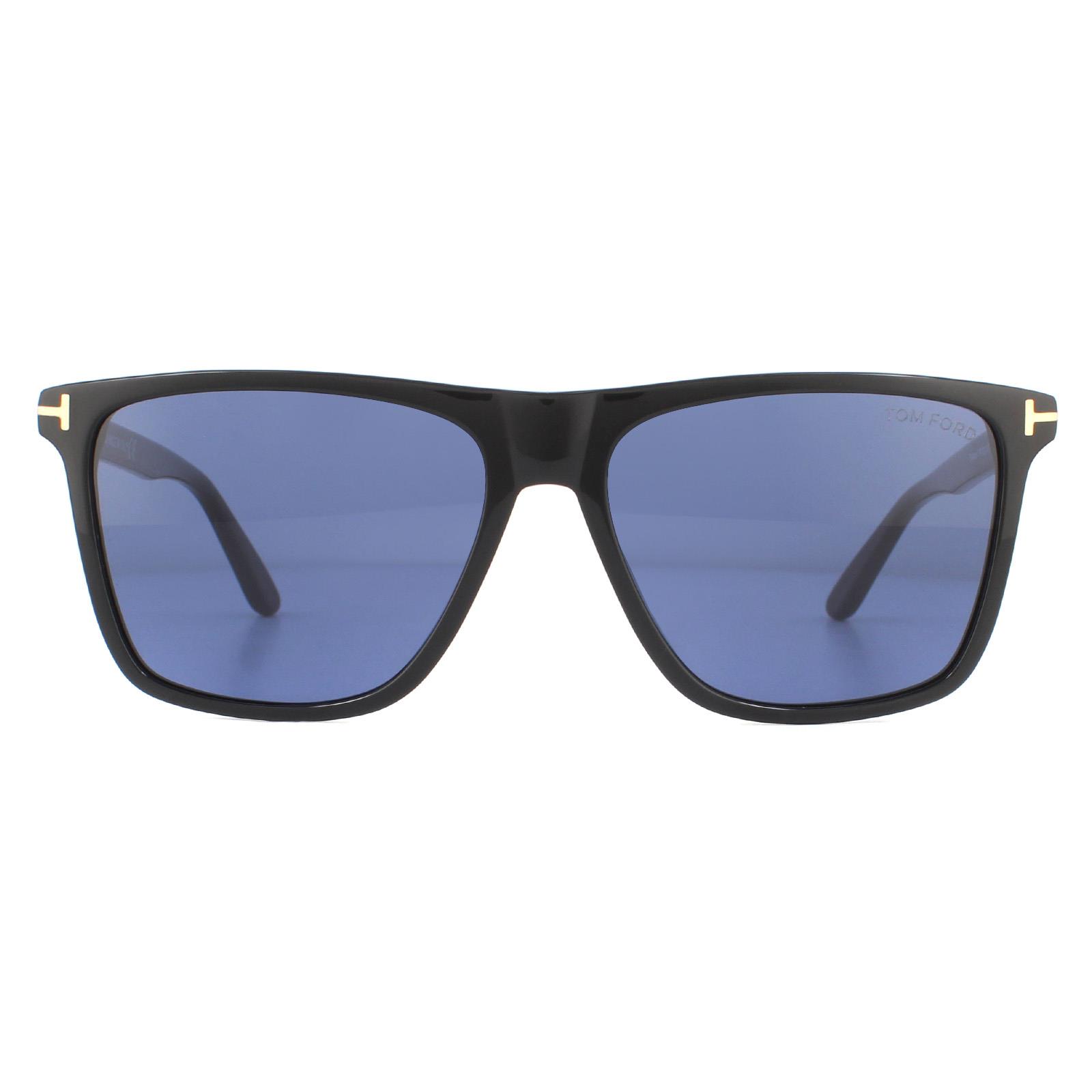 Thumbnail - Tom Ford Sonnenbrille Fletcher FT0832 01V Glänzend Schwarz Blau