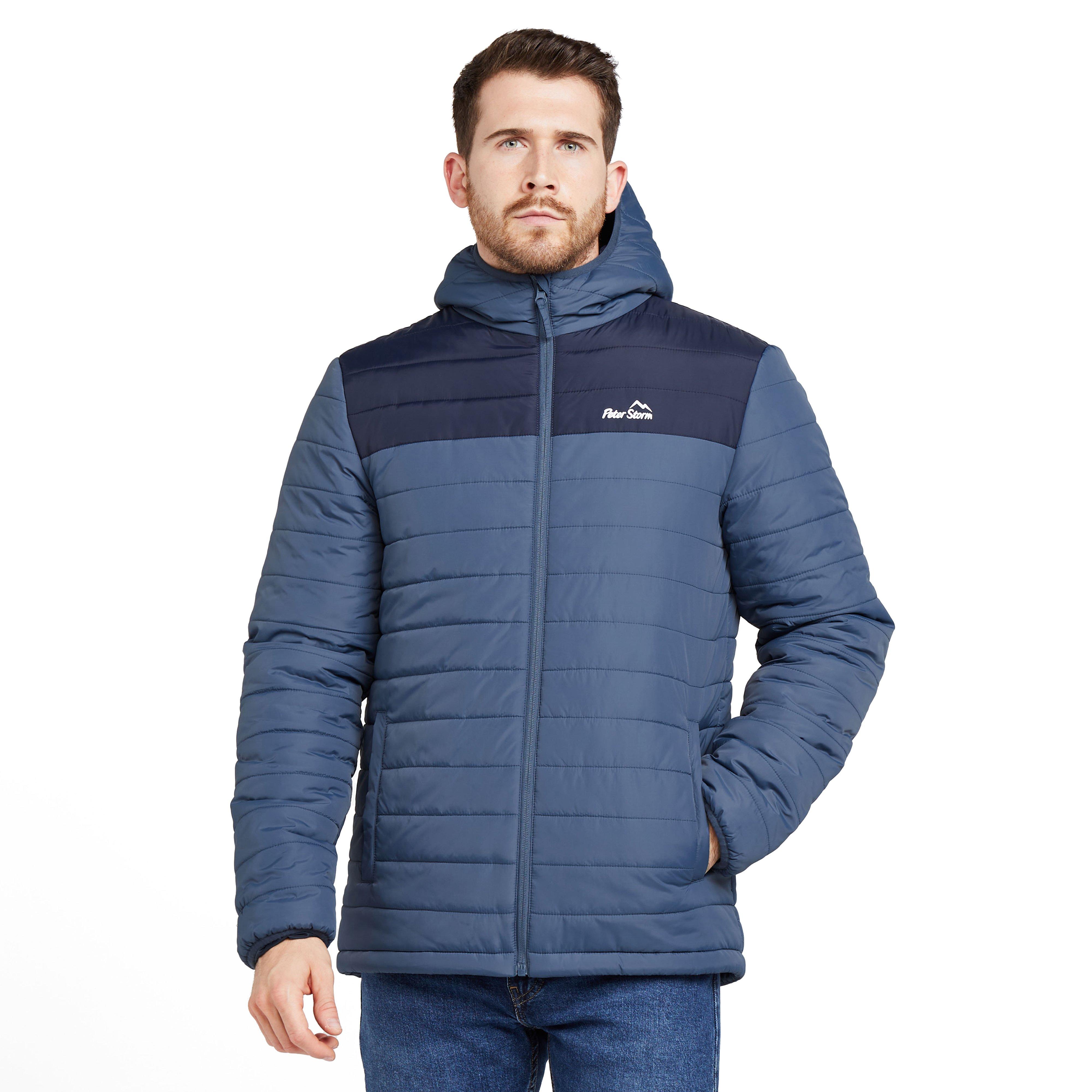 Peter Storm Mens Blisco II Insulated & Water Repellent Puffer Jacket with Hood - Blue Polyamide - Size Small