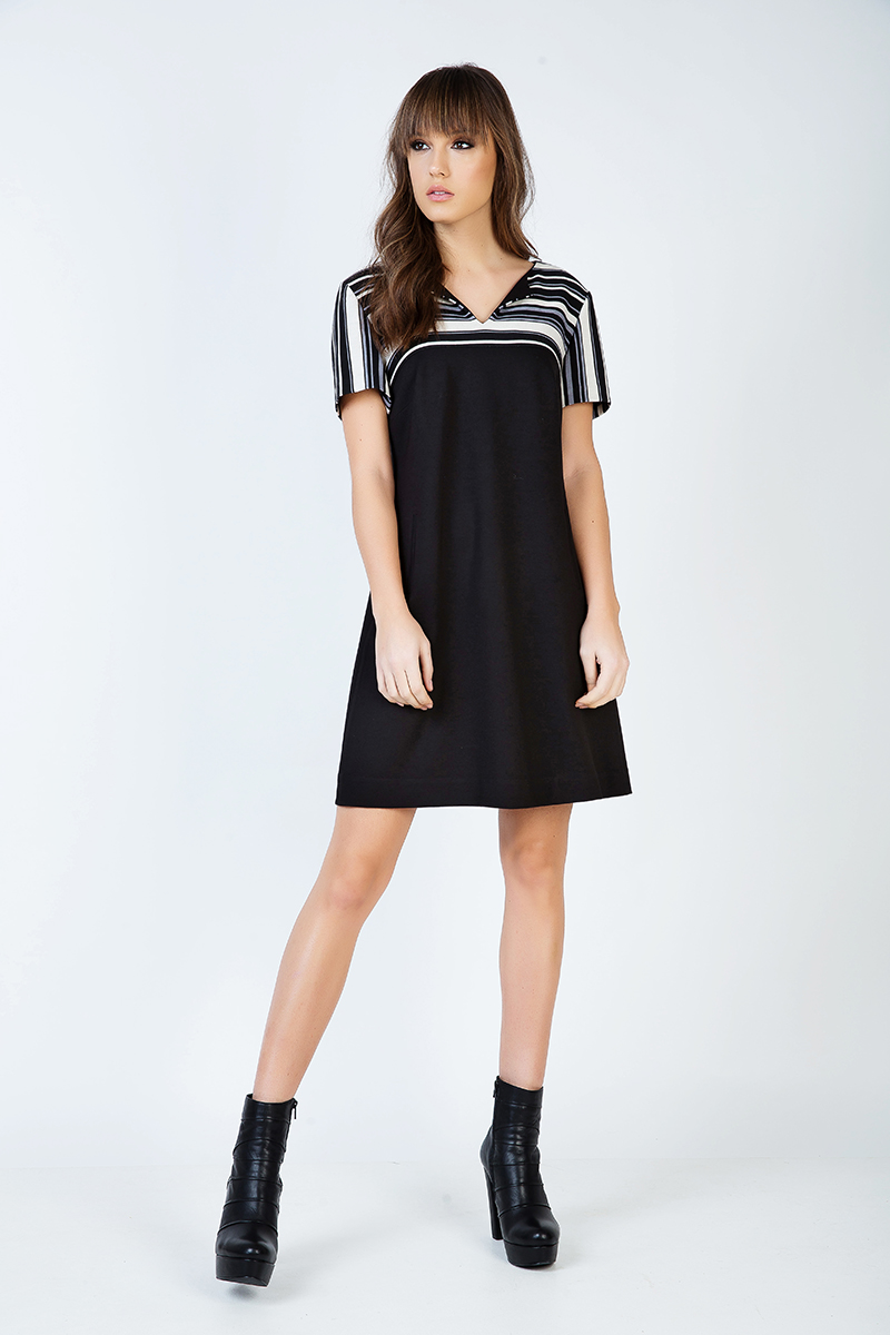 Thumbnail - A-Linien-Kleid mit Streifendetail