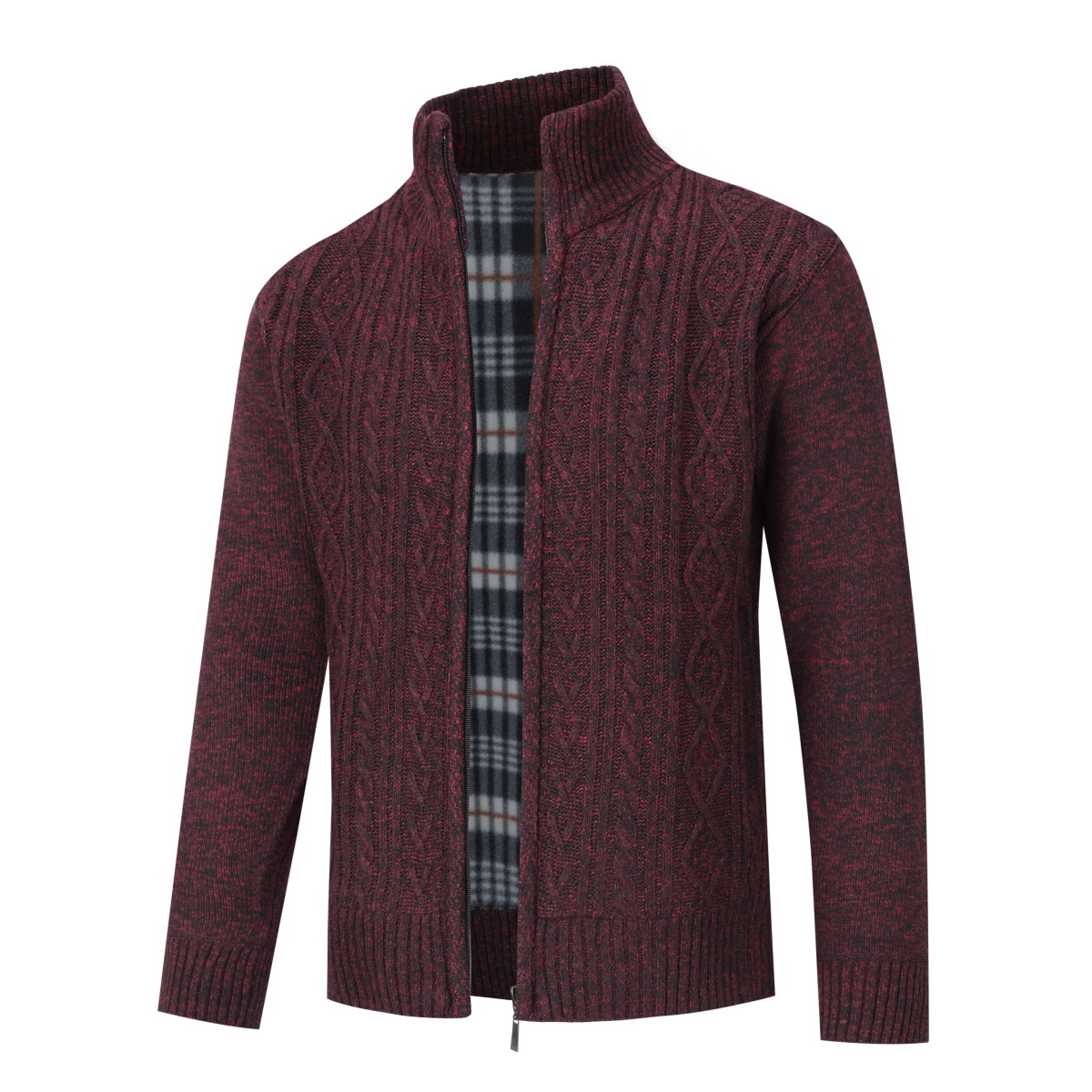 Allthemen Cardigan med dragkedja för herrar Chunky stickad cardigan med ståkrage för vintern – bild 2