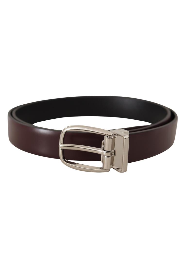 Dolce & Gabbana Mens Solid Brown Leather Silver Metal Belt - Size 90 cm