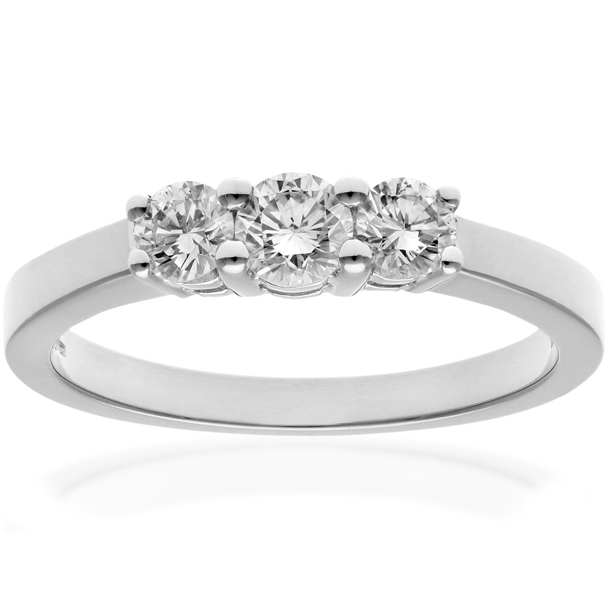 Diamant L’Eternel Womens Trilogy Ring, 18ct White Gold IJ/I Round Brilliant Certified Diamond 0.50ct Weight – Size L