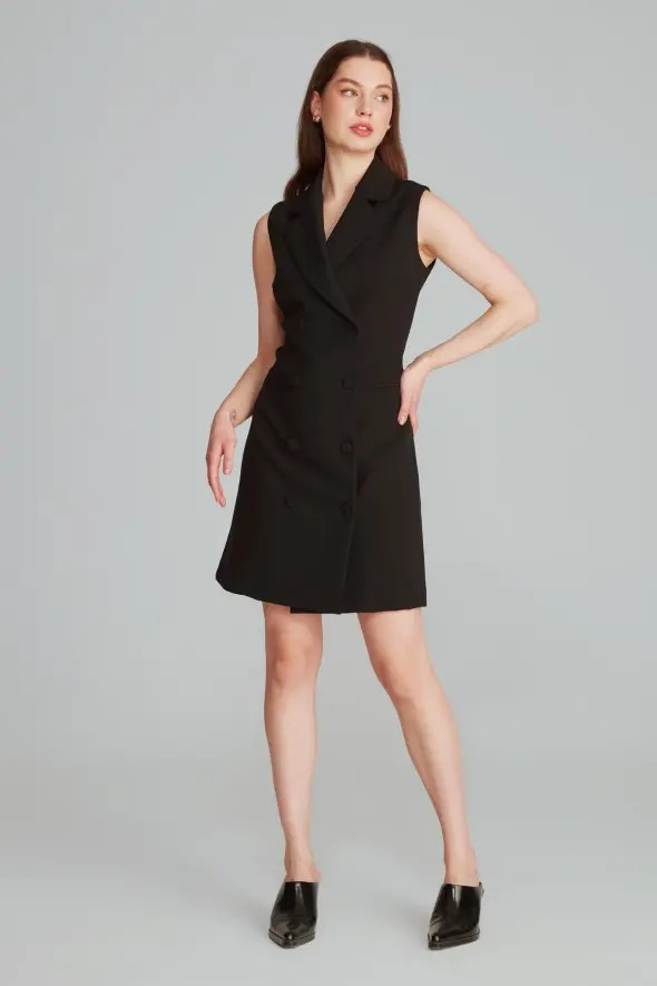 Gusto Womens Sleeveless Tailored Blazer Dress - Black - Size X-Large