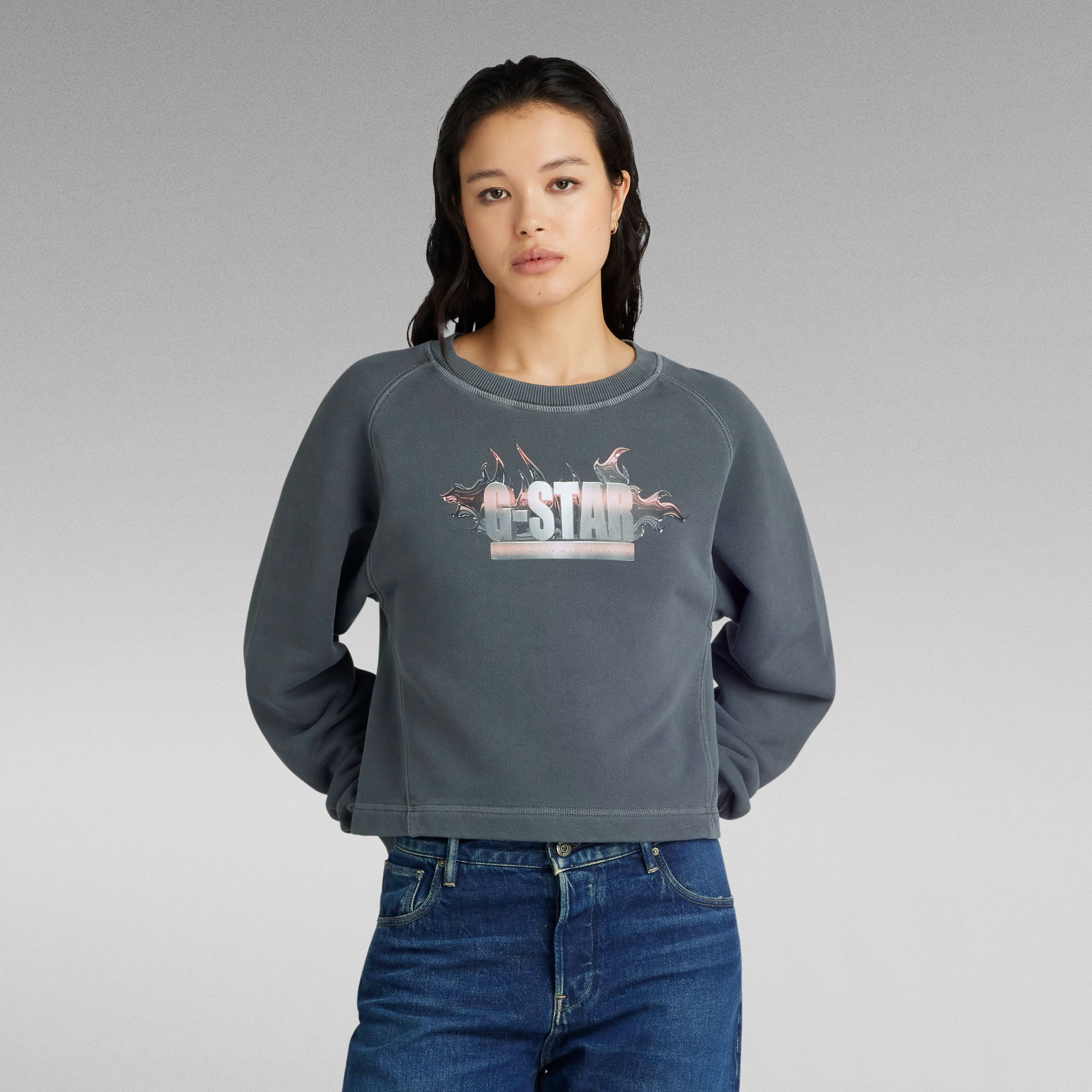 G Star Raw Womens G-Star RAW Overdyed Merch Loose Sweater - Black Cotton - Size X-Large