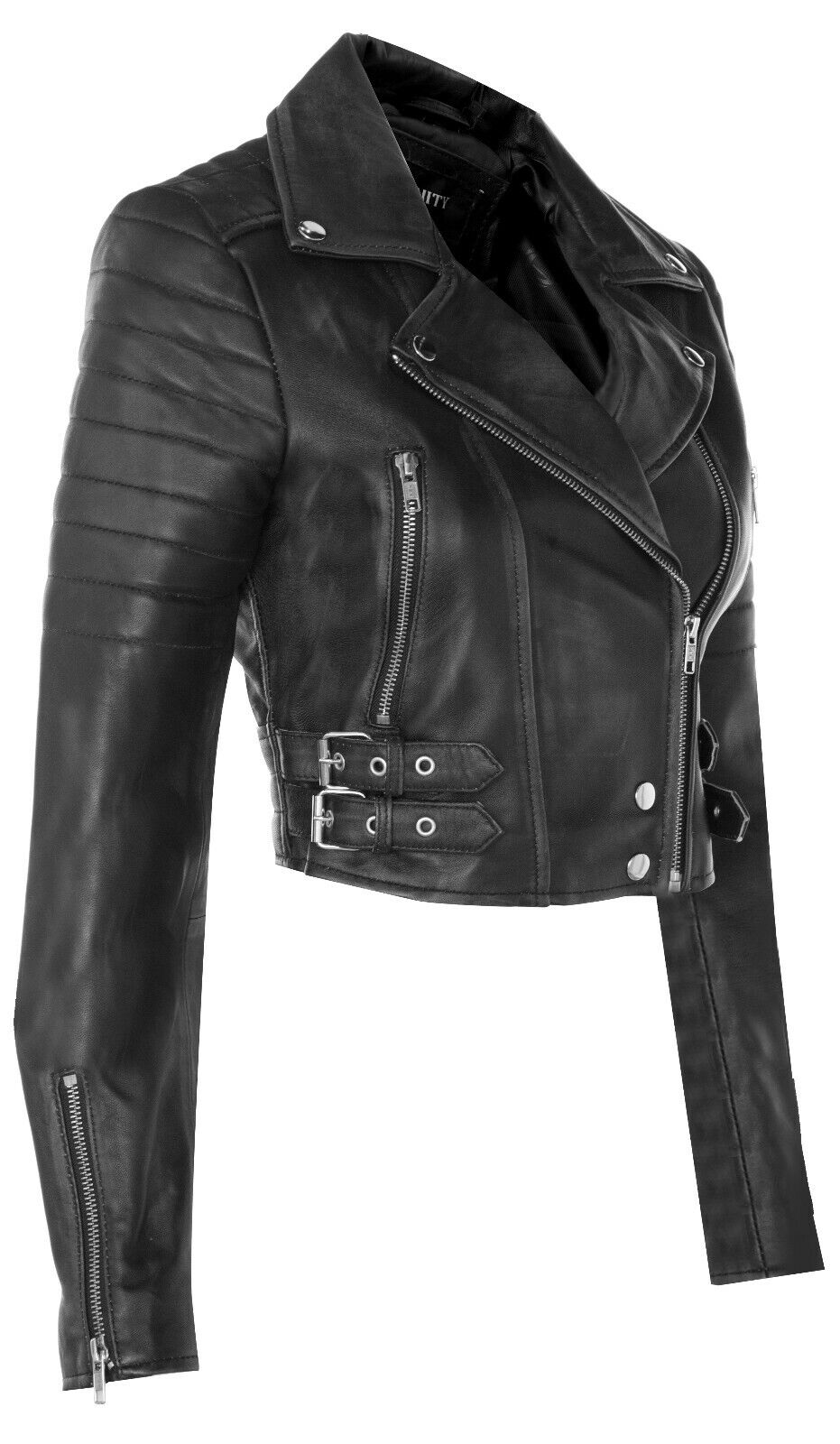 Infinity Leather Womens Brando Cropped läderjacka-Longtown skinnjackor dam – bild 2