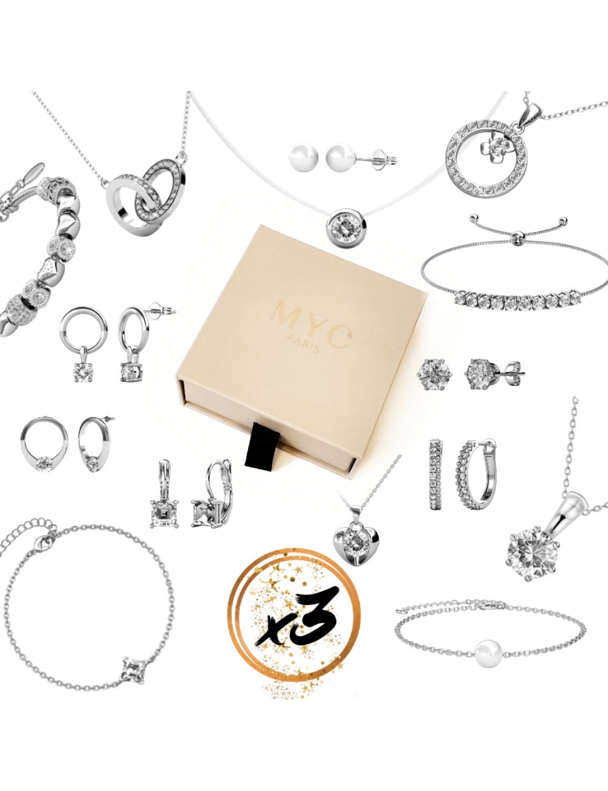 3 överraskningsjuveler i en presentförpackning Silver och kristall