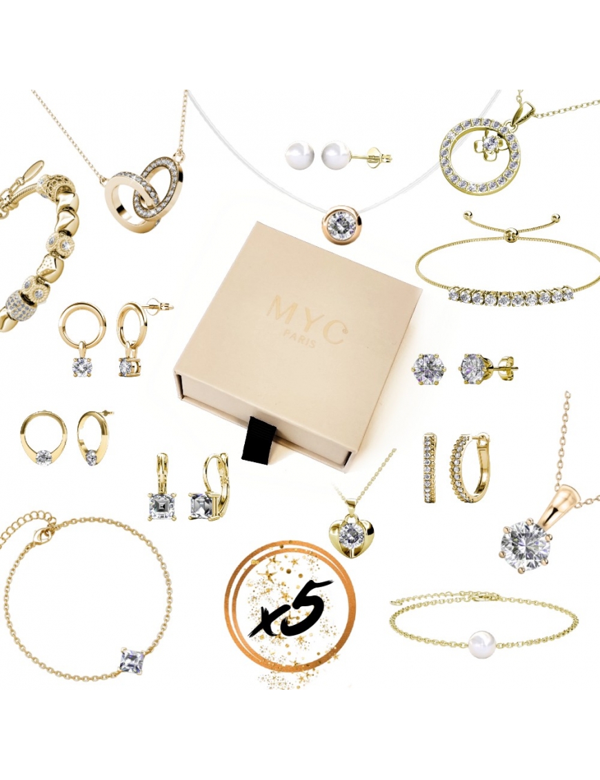 Thumbnail - 5 Überraschungsjuwelen in einer Geschenkbox - Gold und Kristall