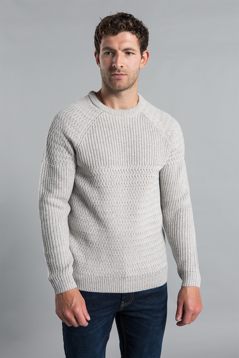 Kensington Eastside Mens Grey Two Tone Colour Block Crew Neck Jumper - Size 2XL