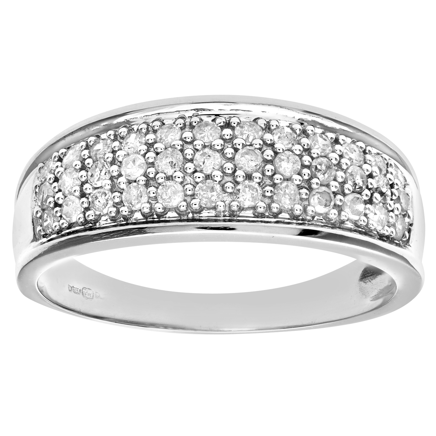 Diamant L’Eternel Womens 9ct White Gold Quarter Carat Diamond Multi Row Eternity Ring – Size K