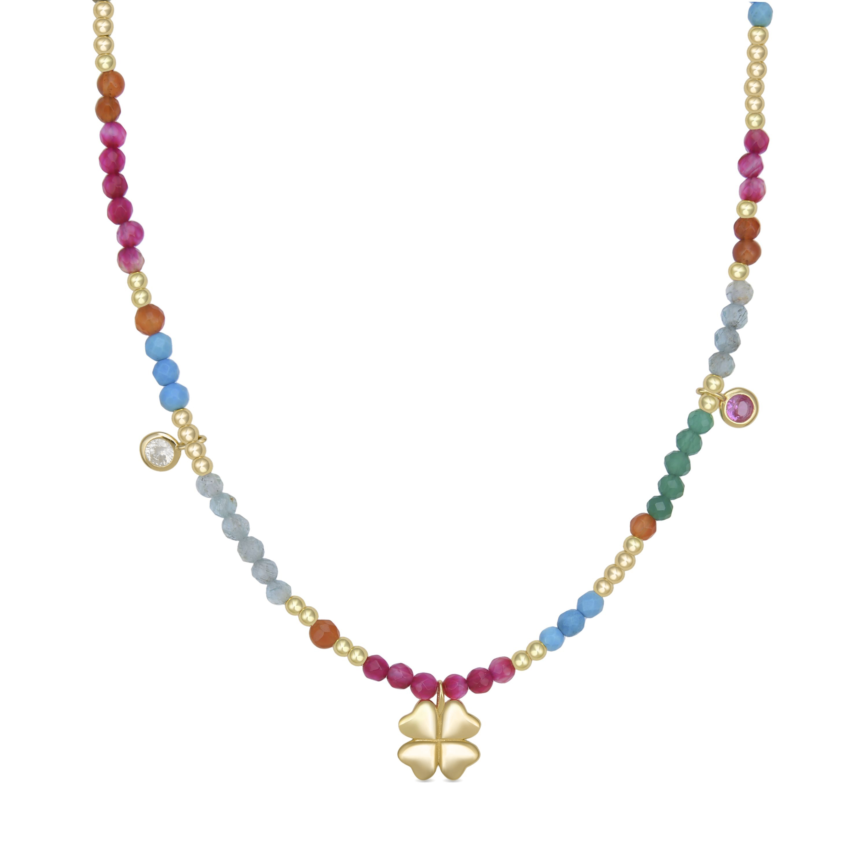Halskette Luxenter, Mafayaz aus 925er Sterlingsilber und 18K Gelbgold plattiertem Rosenkristall