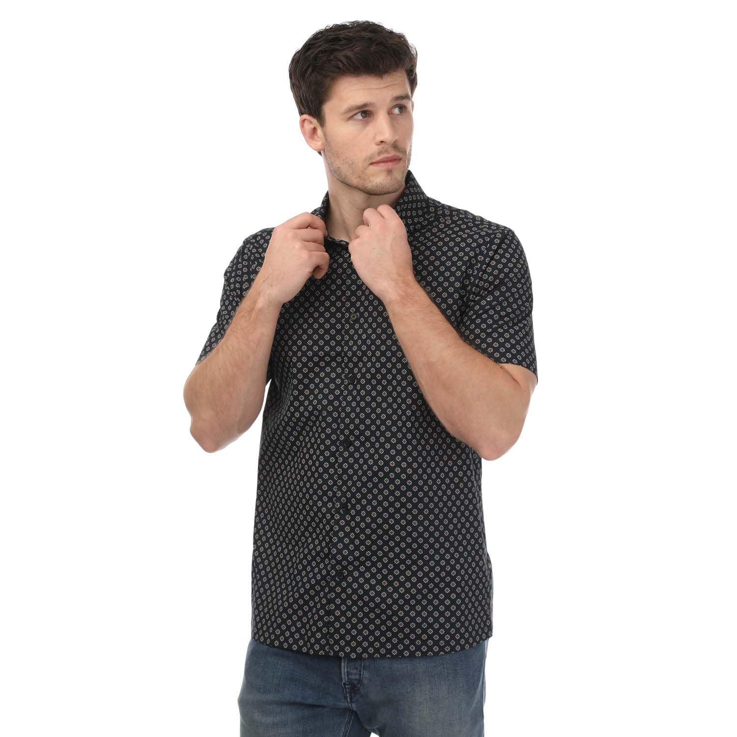 Thumbnail - Chemise Forter Geo manches courtes Ted Baker Pour Homme en Bleu Marine