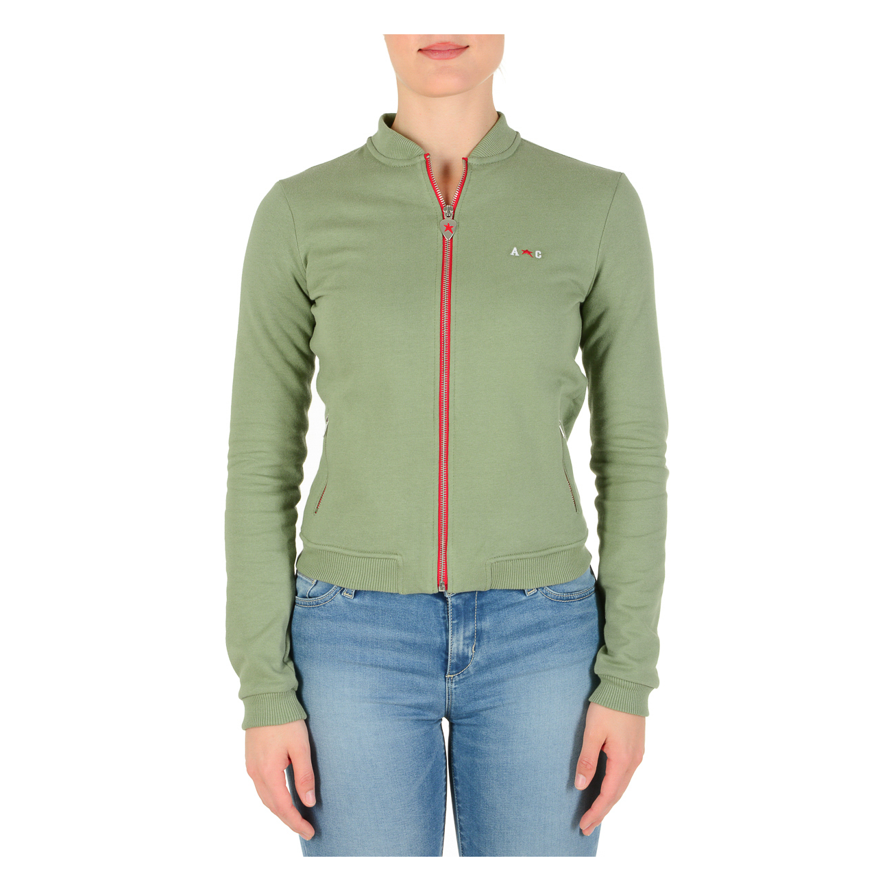 Andrew Charles By Andy Hilfiger Womens Sweater Long Sleeves Green SUMATRA Cotton - Size Small