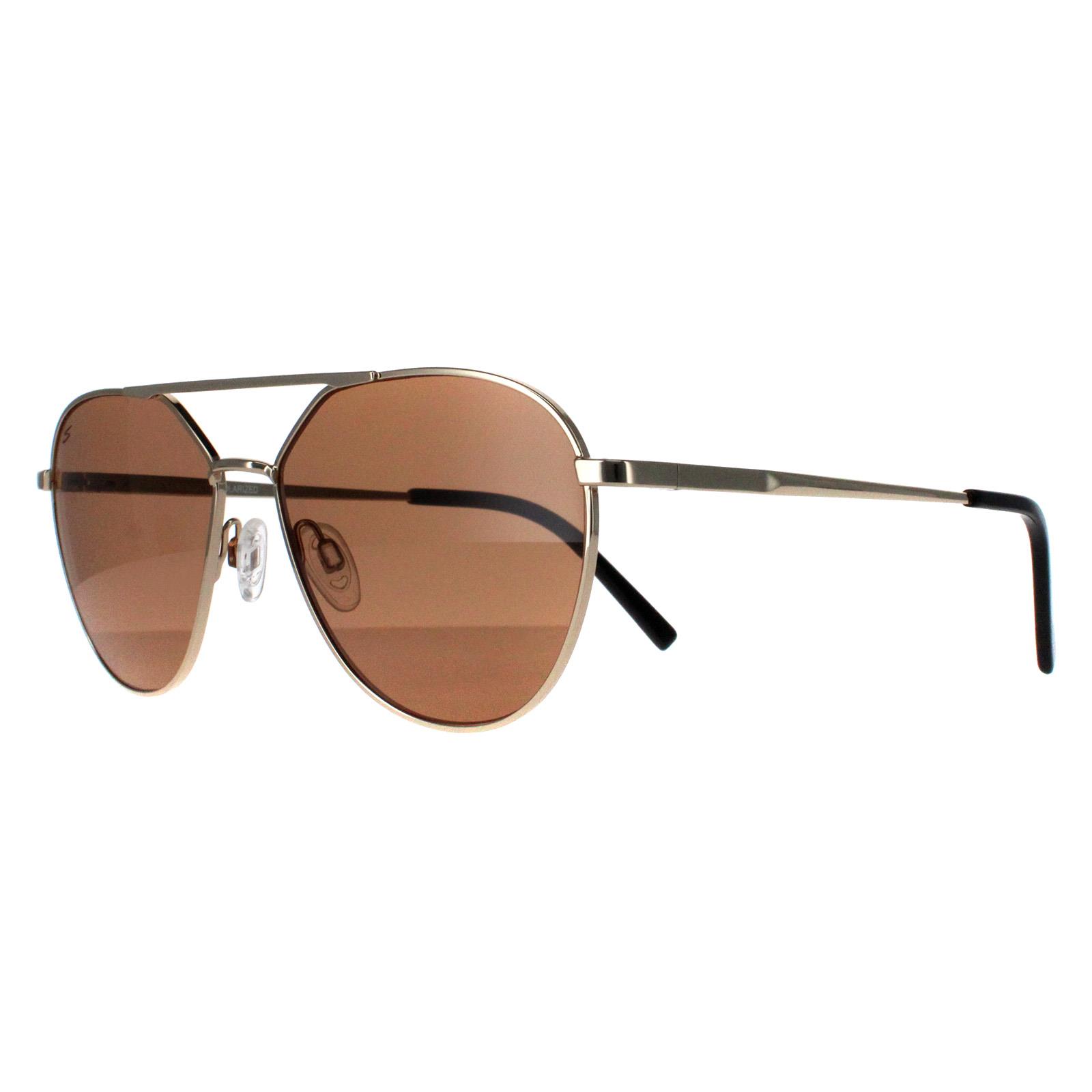 Thumbnail - Serengeti Aviator Unisex Glänzend Hell Gold Saturn Polarisiert Odell