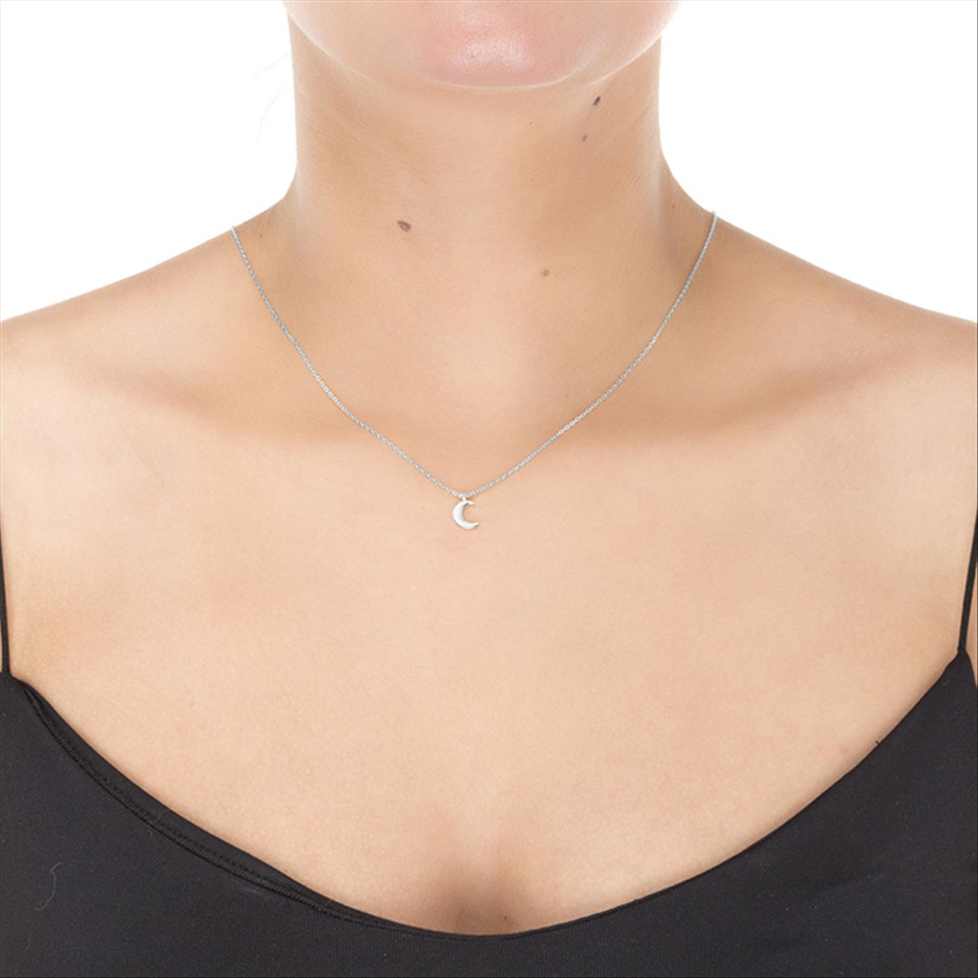 Luxenter Halsband halvmåne tillverkat av 925 sterling silver med rodiumpläterad yta dam – bild 2