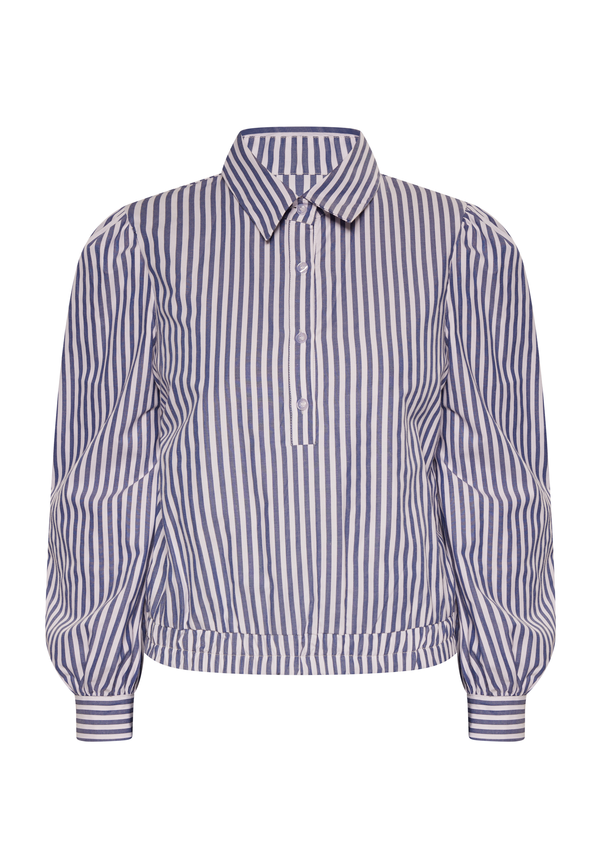 Dreimaster Langarmbluse Damen Weiss Blau