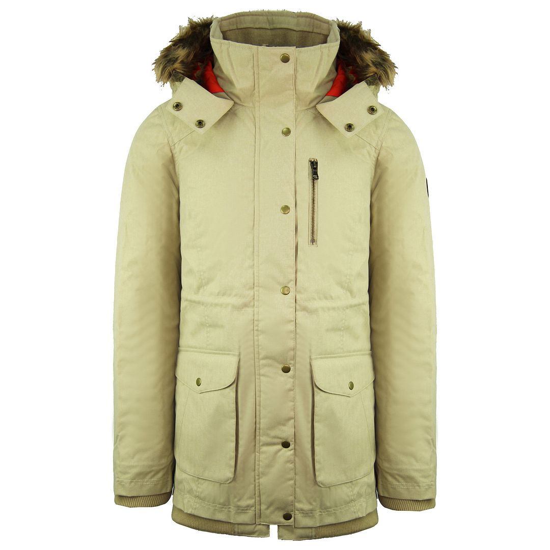 Thumbnail - Vans von der Wand Langarm Reißverschluss auf Kapuze Beige Damen Parka Jacke VX1TE62