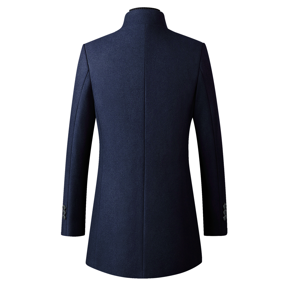 Allthemen Lång Slim Fit Businessrock med ståkrage i ull för herrar Vinterblå – bild 2