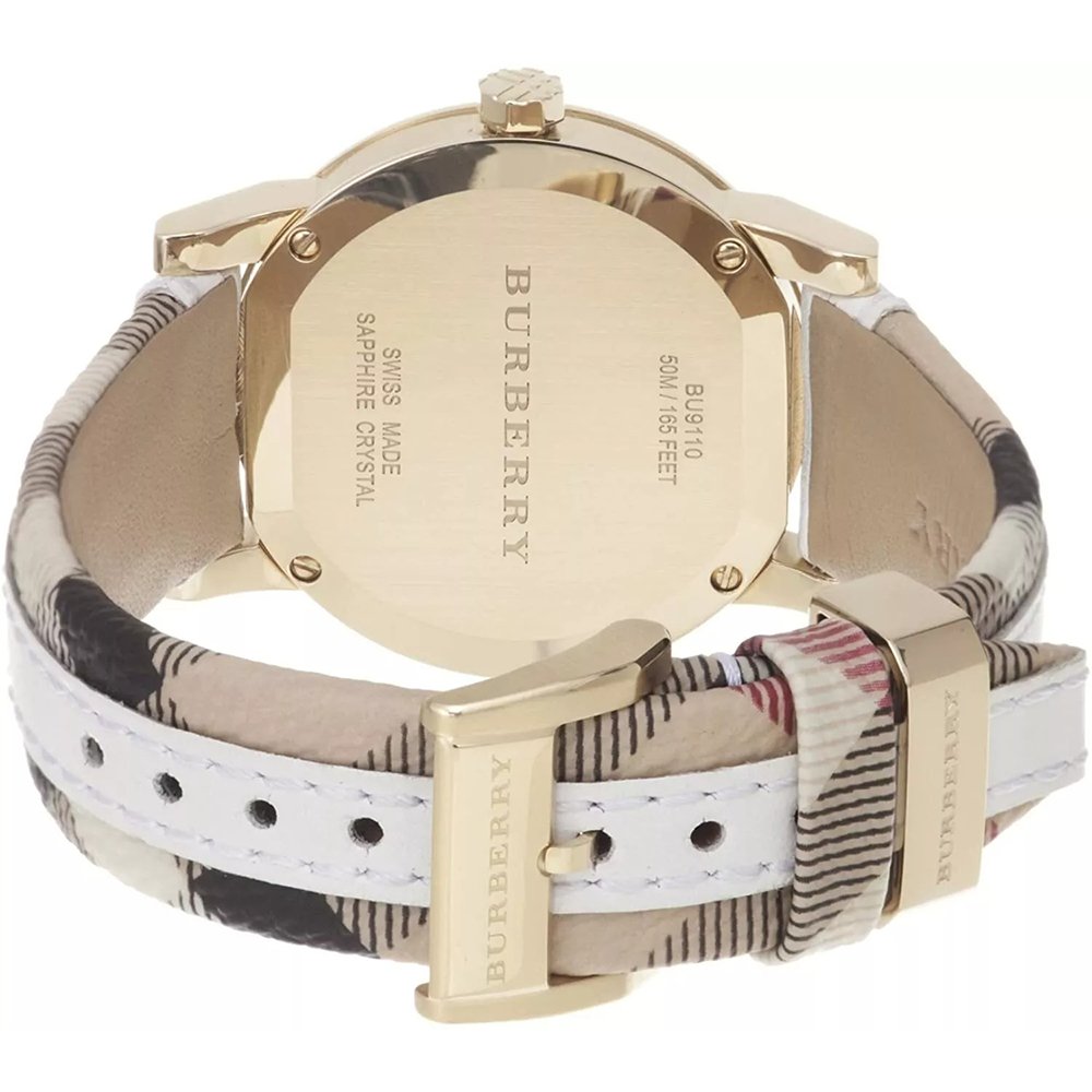 Burberry BU9110 Leather White Large Check Damklocka – bild 2
