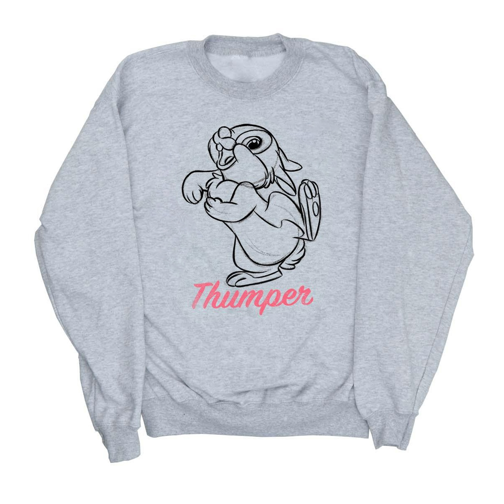 Thumbnail - Disney - "Bambi Thumper Line Drawing" Sweatshirt für Mädchen (Grau)