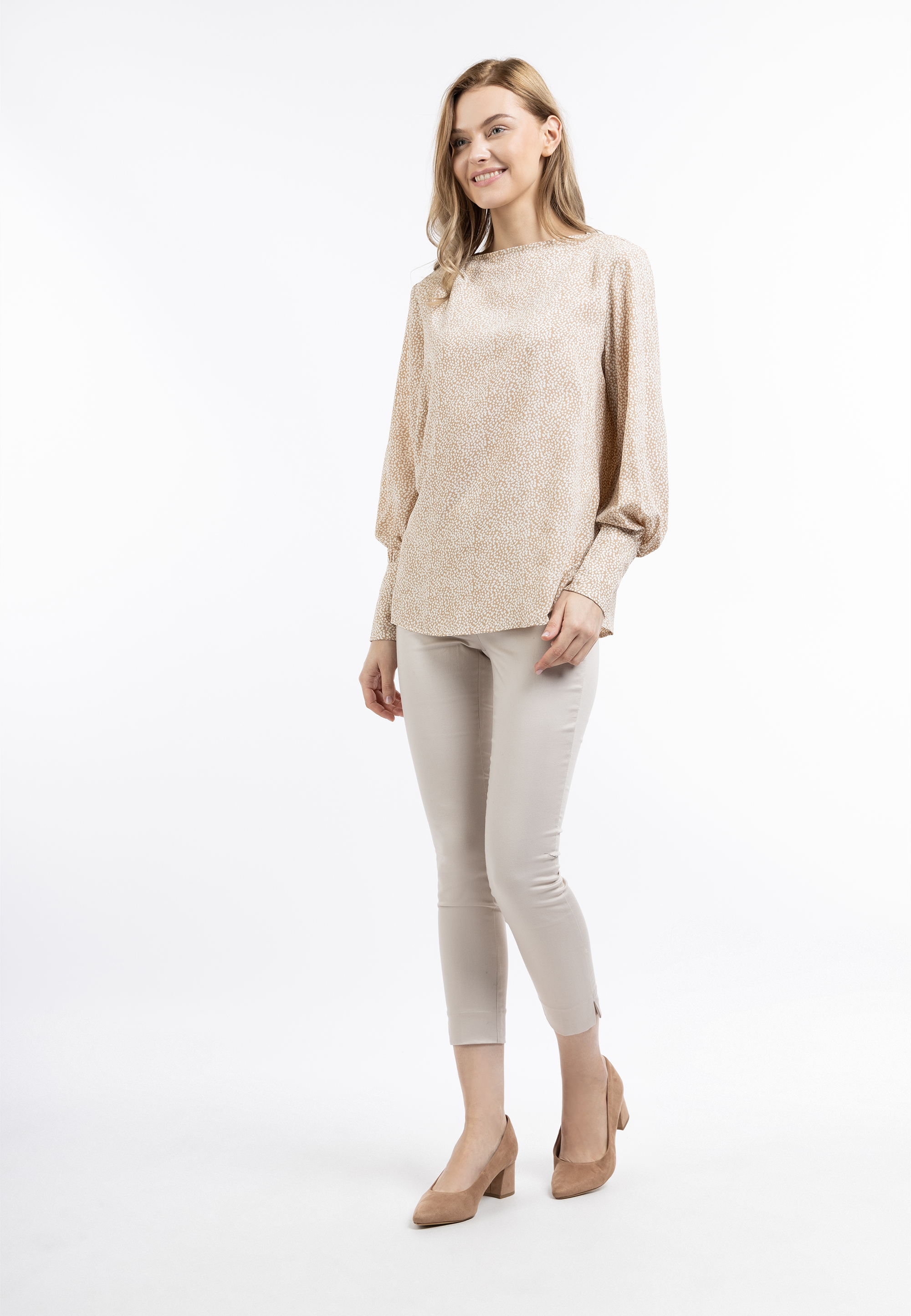 Thumbnail - Dreimaster Blusenshirt Damen Hellbeige Weiss