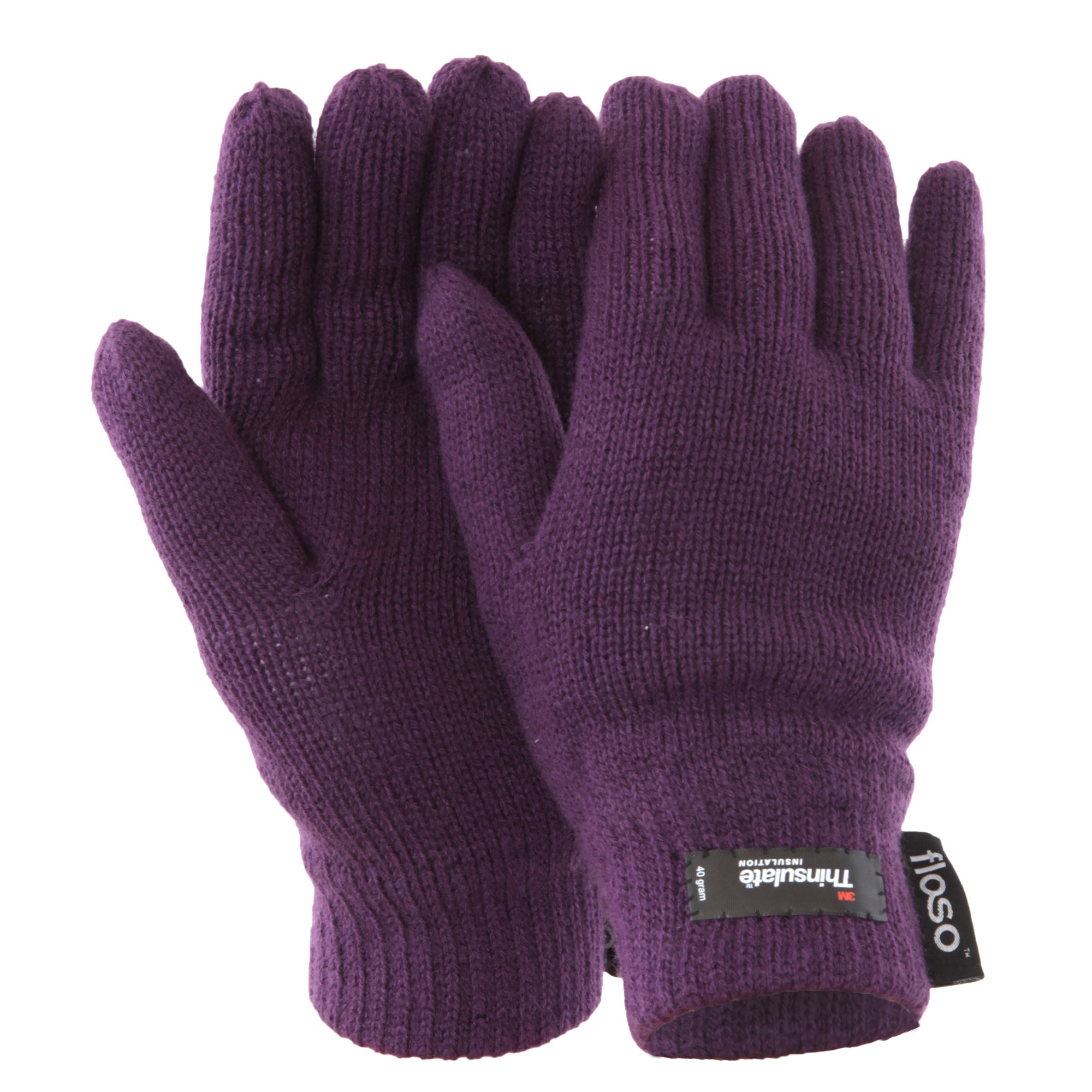 FLOSO Ladies/Womens Thinsulate Thermal Knitted Gloves (3M 40g) (Purple) - One Size