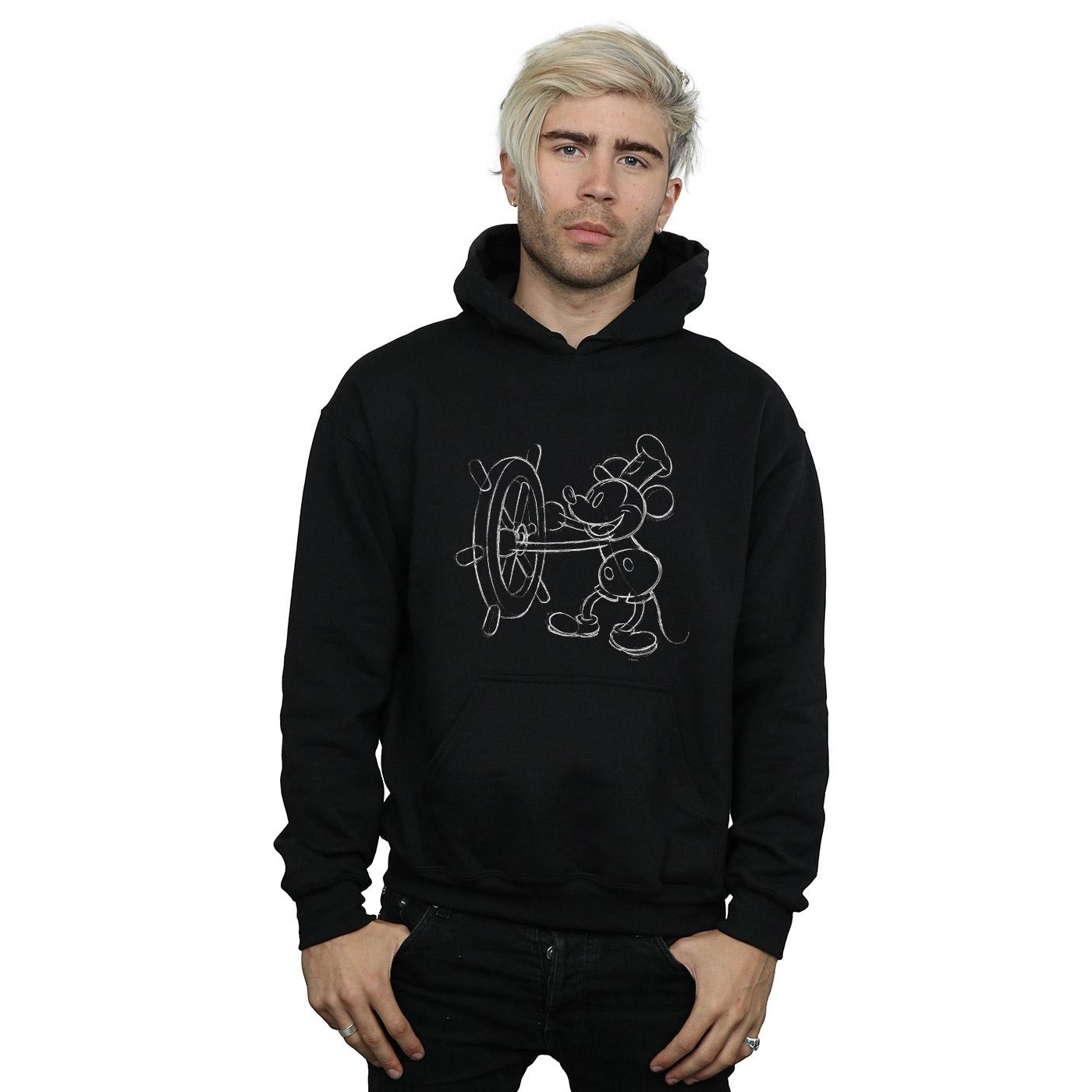 Disney Mens Mickey Mouse Steamboat Sketch Hoodie (Black) herr – bild 2