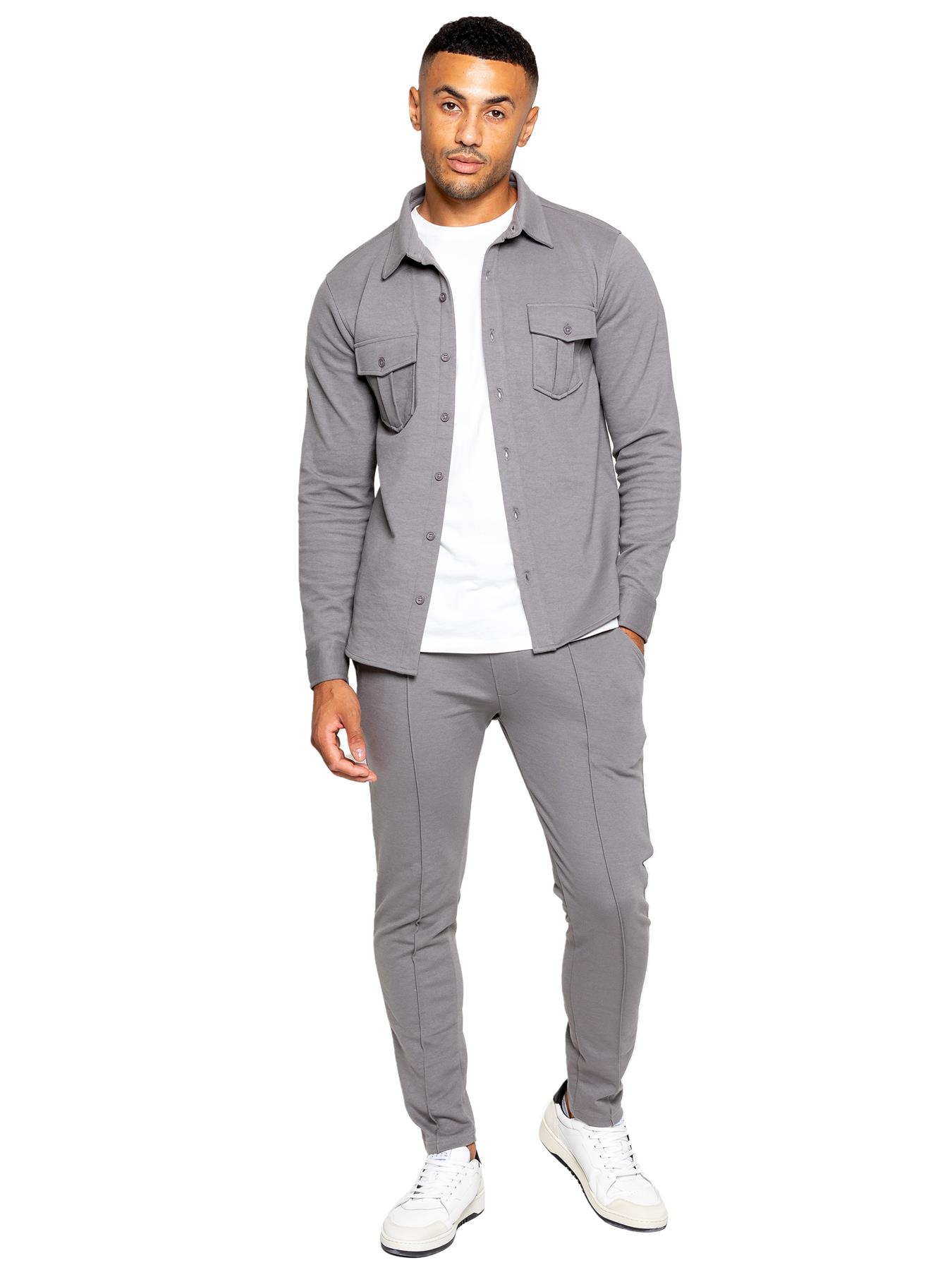 Thumbnail - Enzo | Herren Overshirt Trainingsanzug Set - Grau