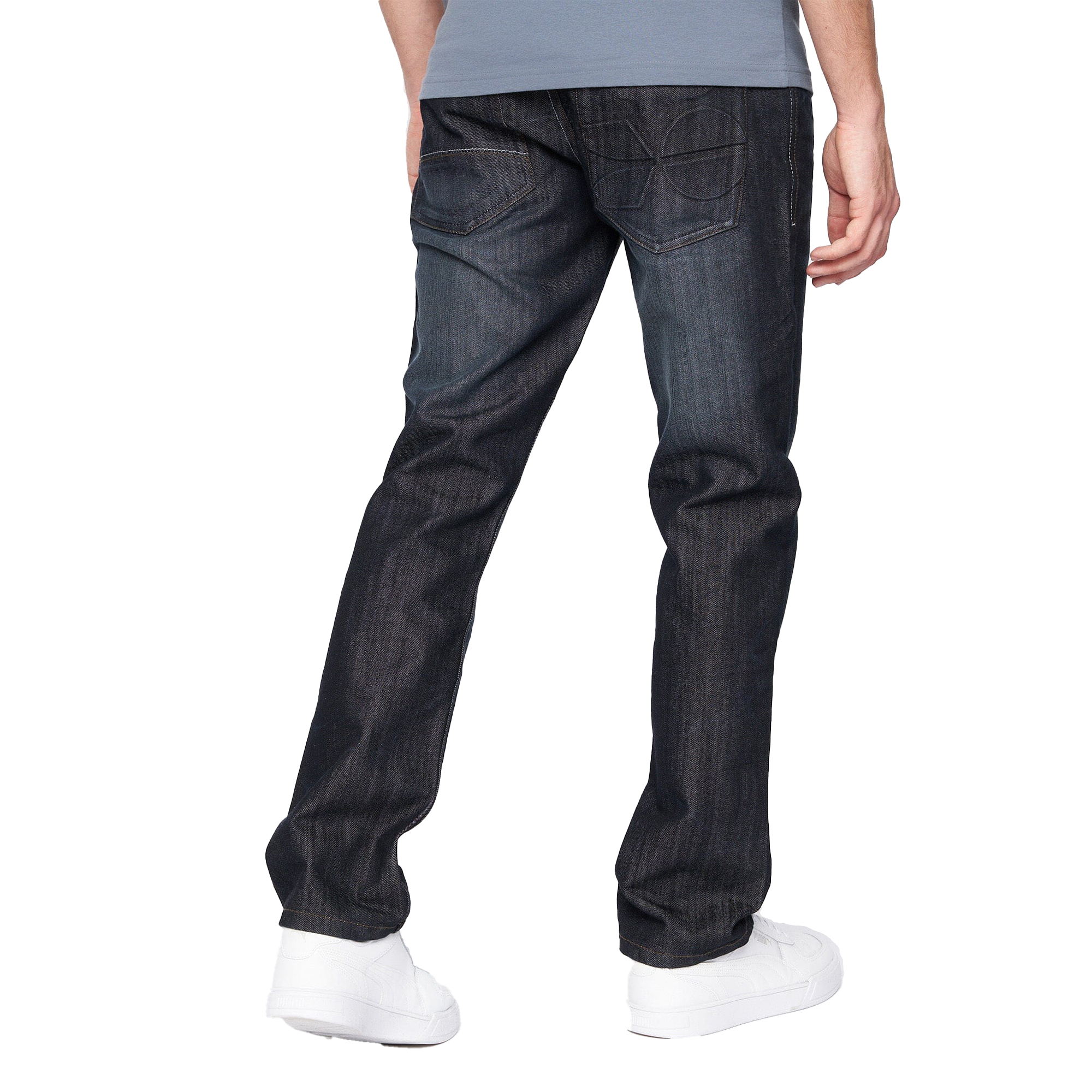 Crosshatch Mens New Techno Denim Präglade Jeans (Mörk tvätt) herr – bild 2