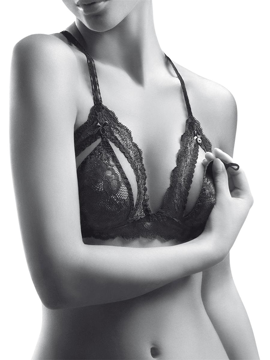 Aubade Womens Boîte à Désir Open Up Triangle Bra Noir – Black Polyamide – One Size