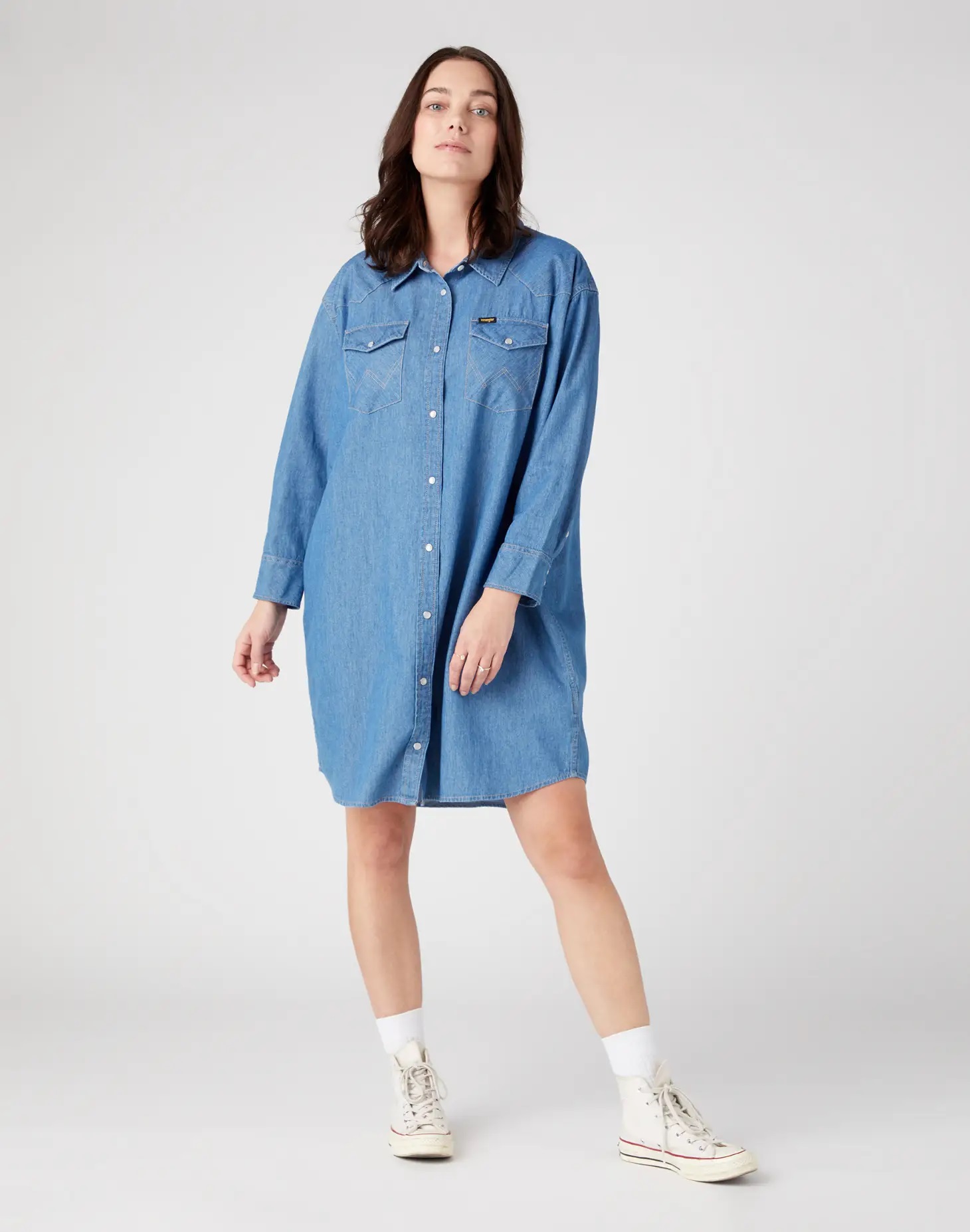 Thumbnail - Wrangler - DENIM SHIRT DRESS MID INDIGO