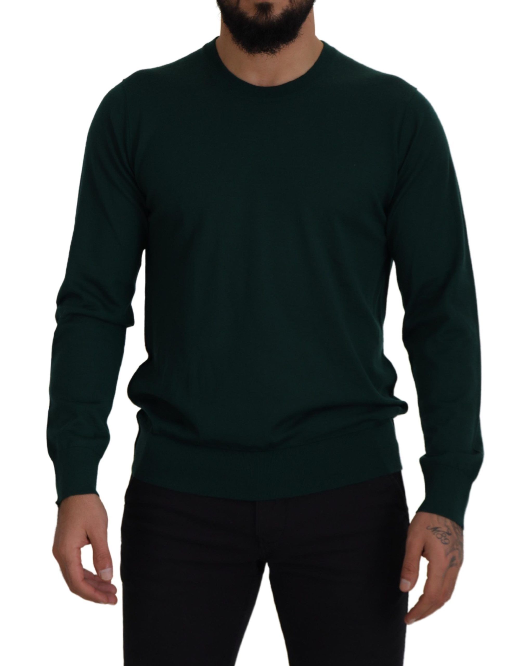 Dolce & Gabbana Green Cashmere Crewneck Pullover Mens Sweater – Size Small