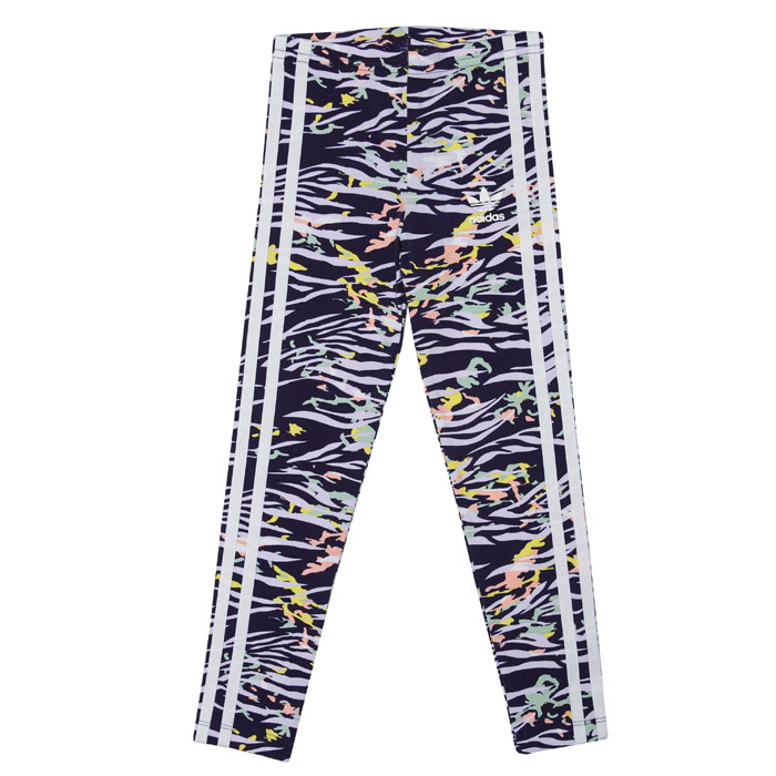 Girl's adidas Originals Junior Allover Print Leggings in Purple white