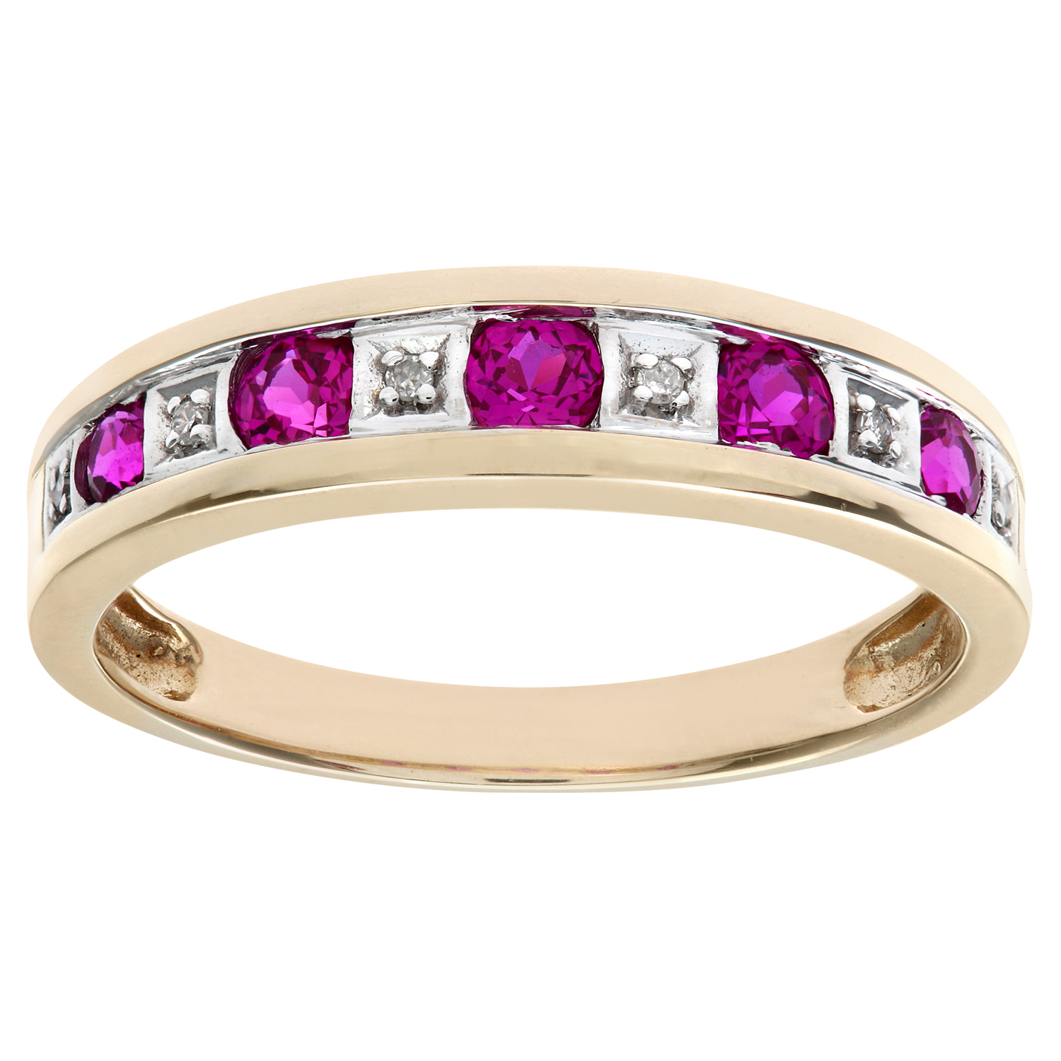 Diamant L’Eternel Womens Round Brilliant Ruby and Diamonds 9ct Yellow Gold Eternity Ring – Size P