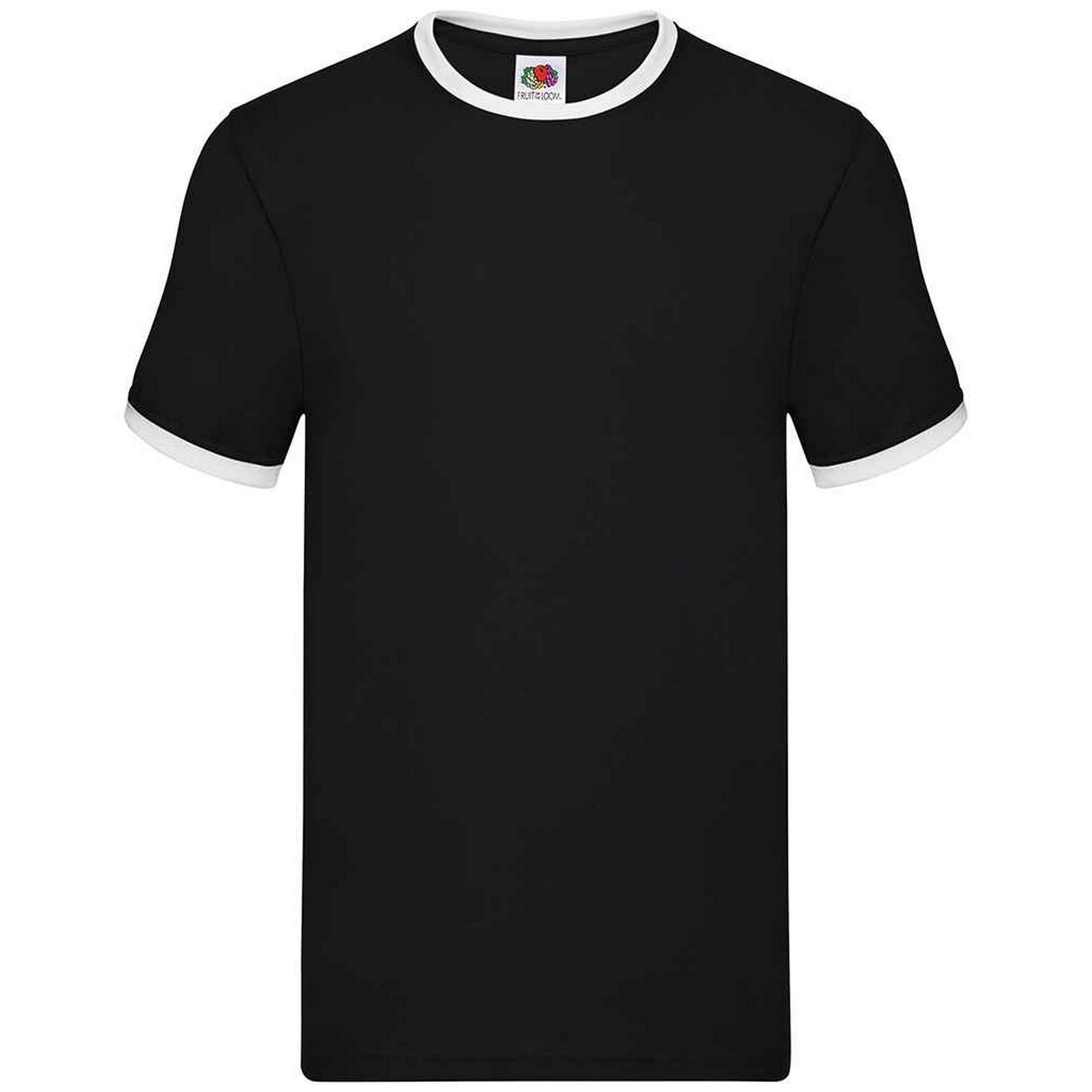 Thumbnail - Fruit of the Loom - "Ringer" T-Shirt für Herren (Schwarz/Weiß)