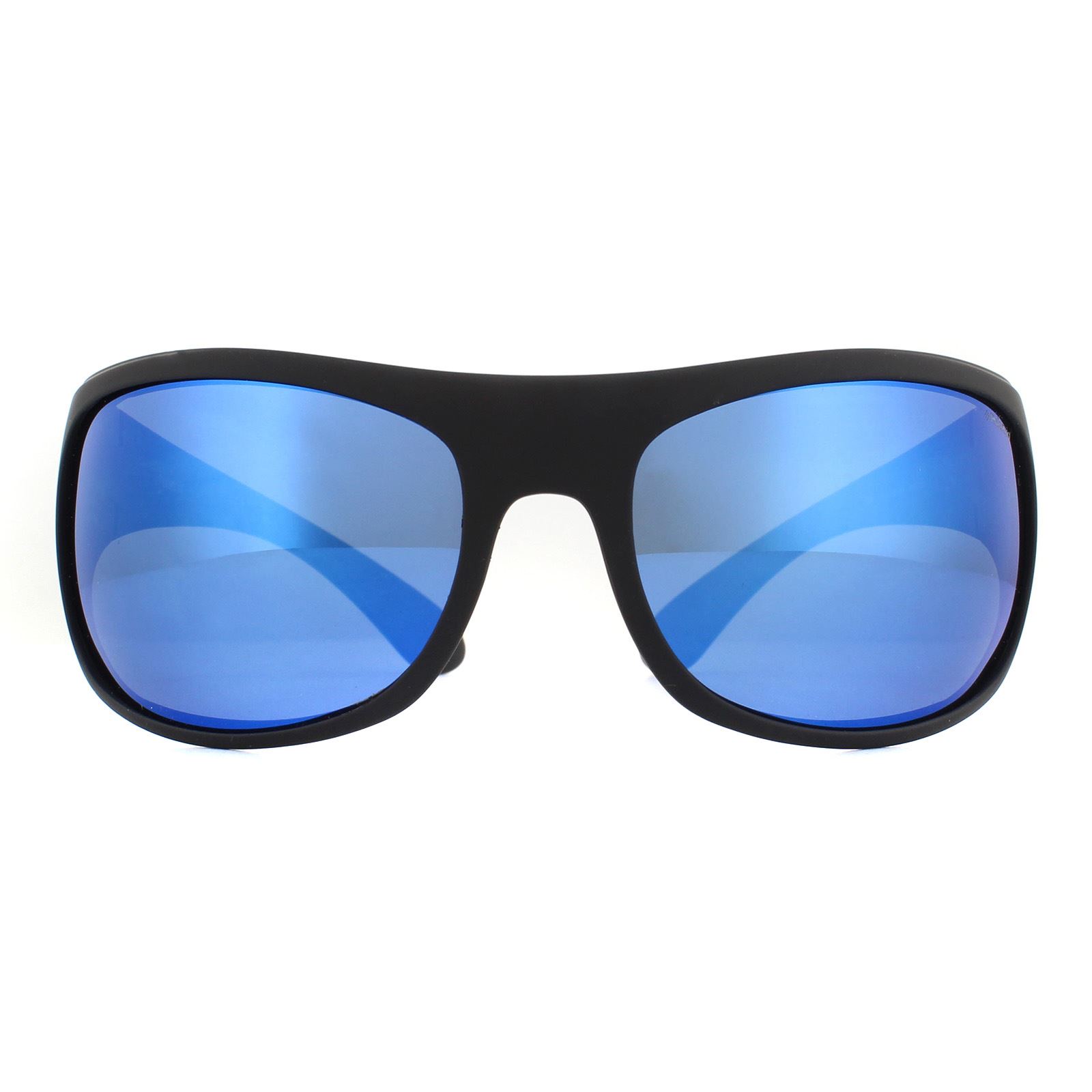 Wrap Mens Matte Black Blue Polarized Solglasögon