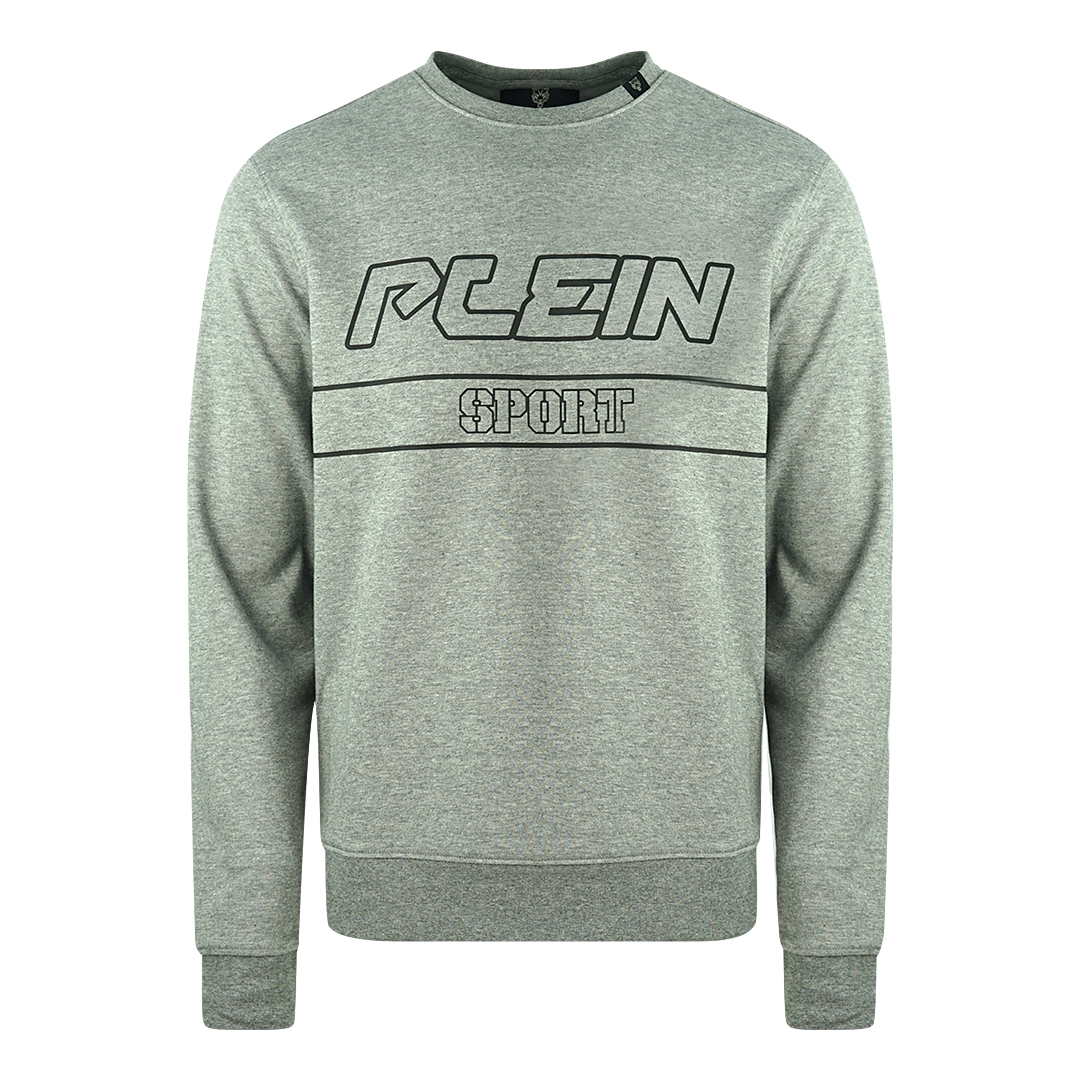 Thumbnail - Philipp Plein Sport schwarzes Logo grauer Pullover